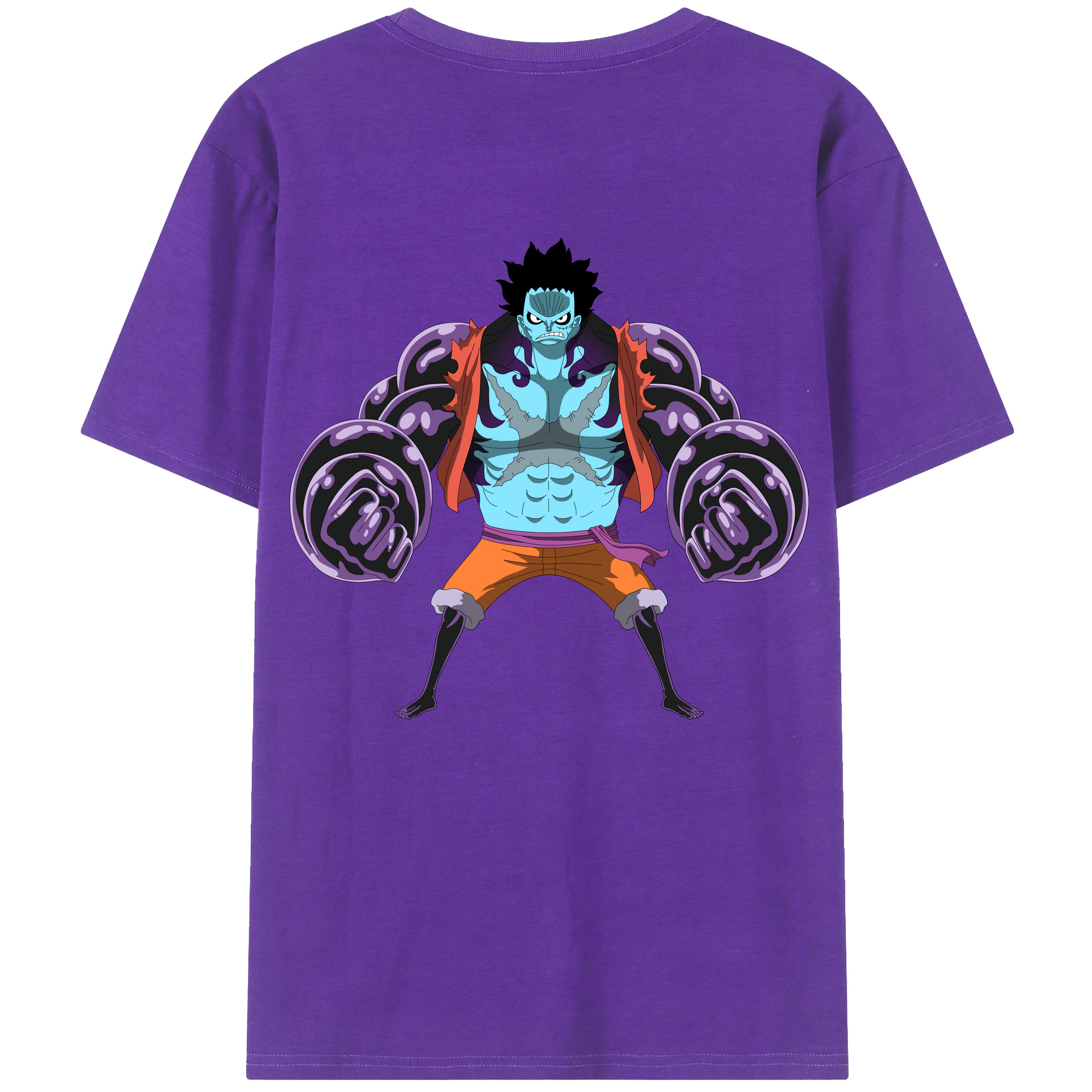 ワンピース モンキー・D・ルフィ ONE PIECE Monkey D. Luffy 綿100％ メンズ半袖Tシャツ（バックプリント） 通気性