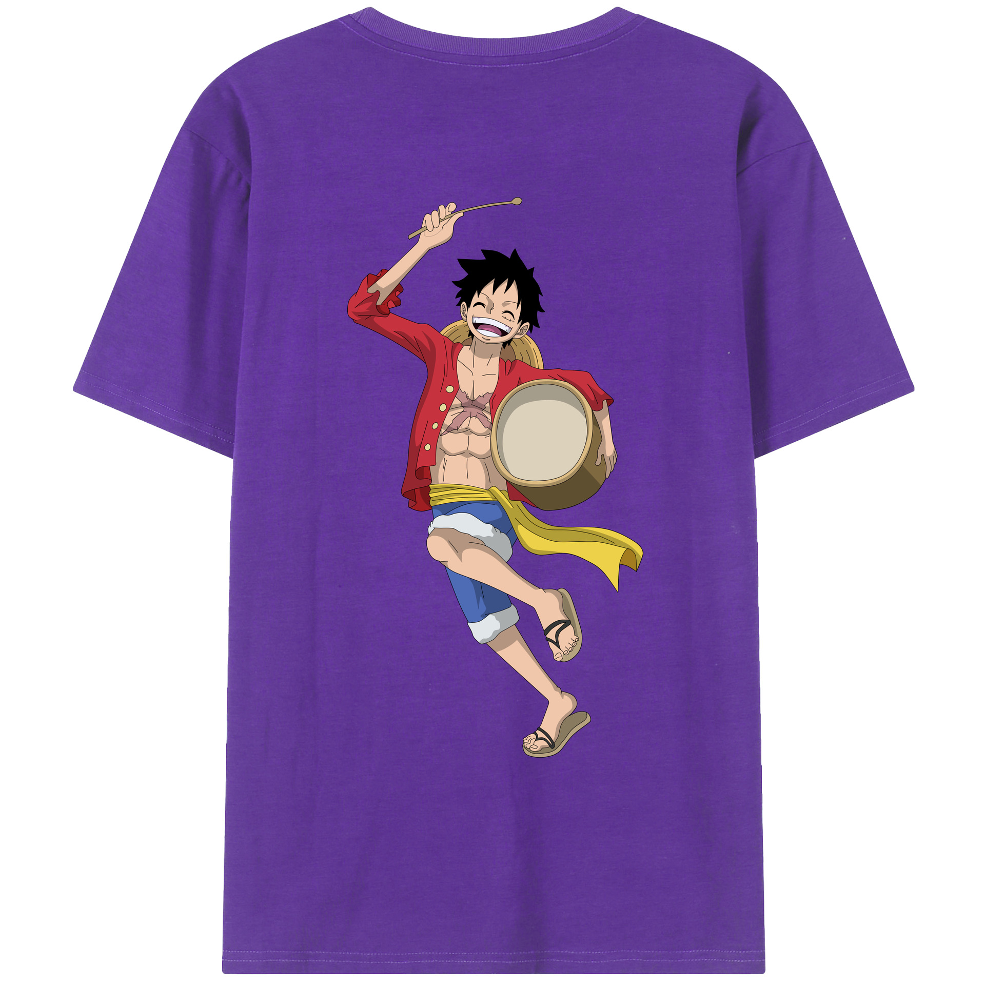 ワンピース モンキー・D・ルフィ ONE PIECE Monkey D. Luffy 綿100％ メンズ半袖Tシャツ（バックプリント） 通気性