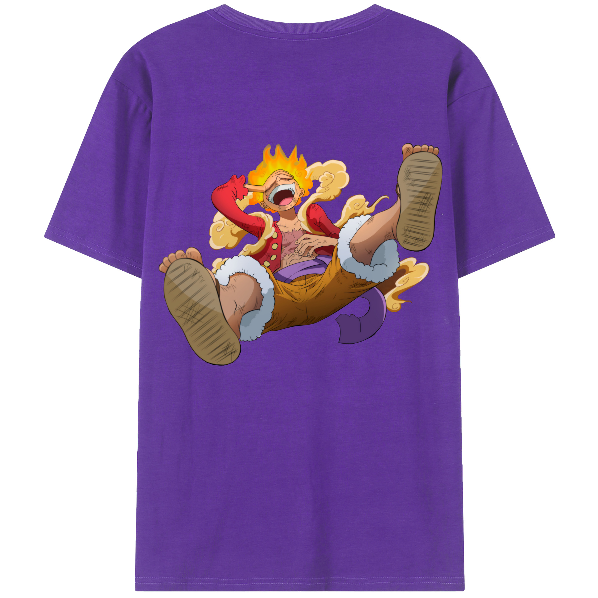 ワンピース モンキー・D・ルフィ ONE PIECE Monkey D. Luffy 綿100％ メンズ半袖Tシャツ（バックプリント） 通気性