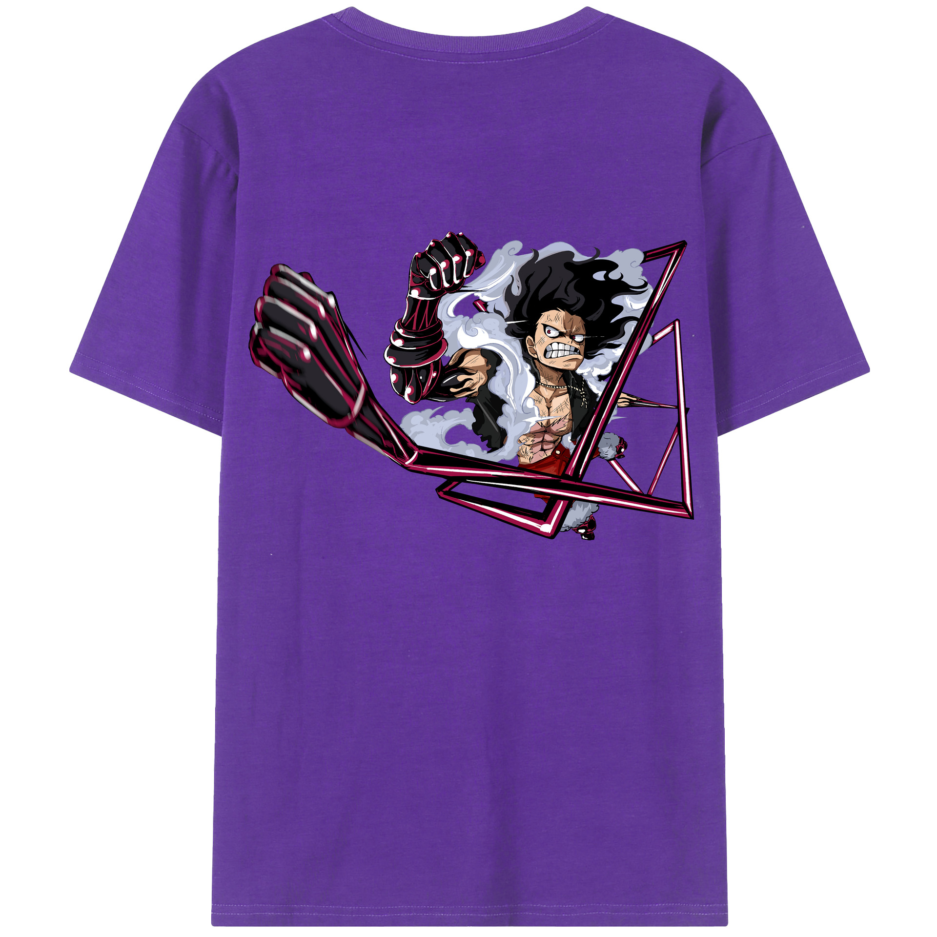 ワンピース モンキー・D・ルフィ ONE PIECE Monkey D. Luffy 綿100％ メンズ半袖Tシャツ（バックプリント） 通気性