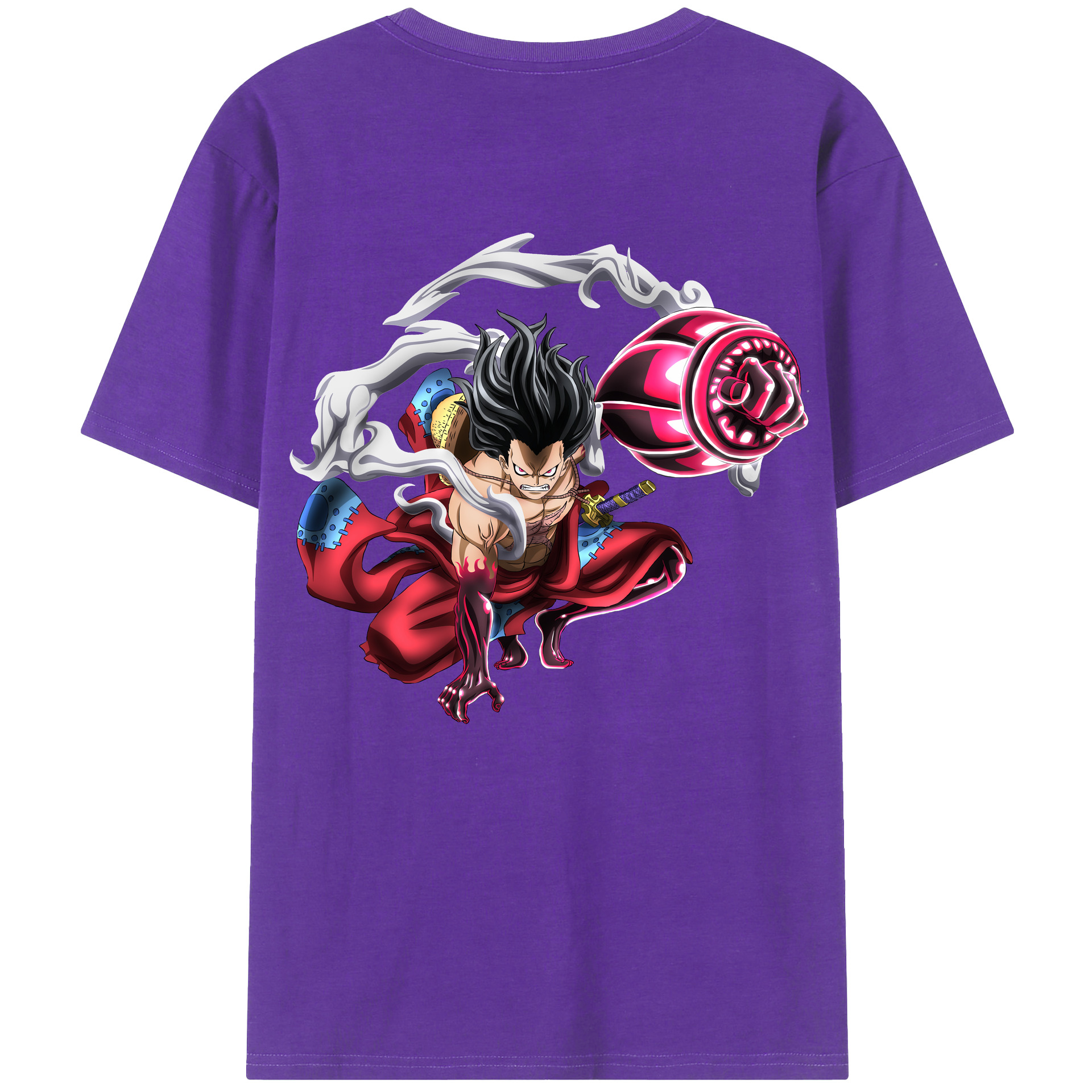 ワンピース モンキー・D・ルフィ ONE PIECE Monkey D. Luffy 綿100％ メンズ半袖Tシャツ（バックプリント） 通気性