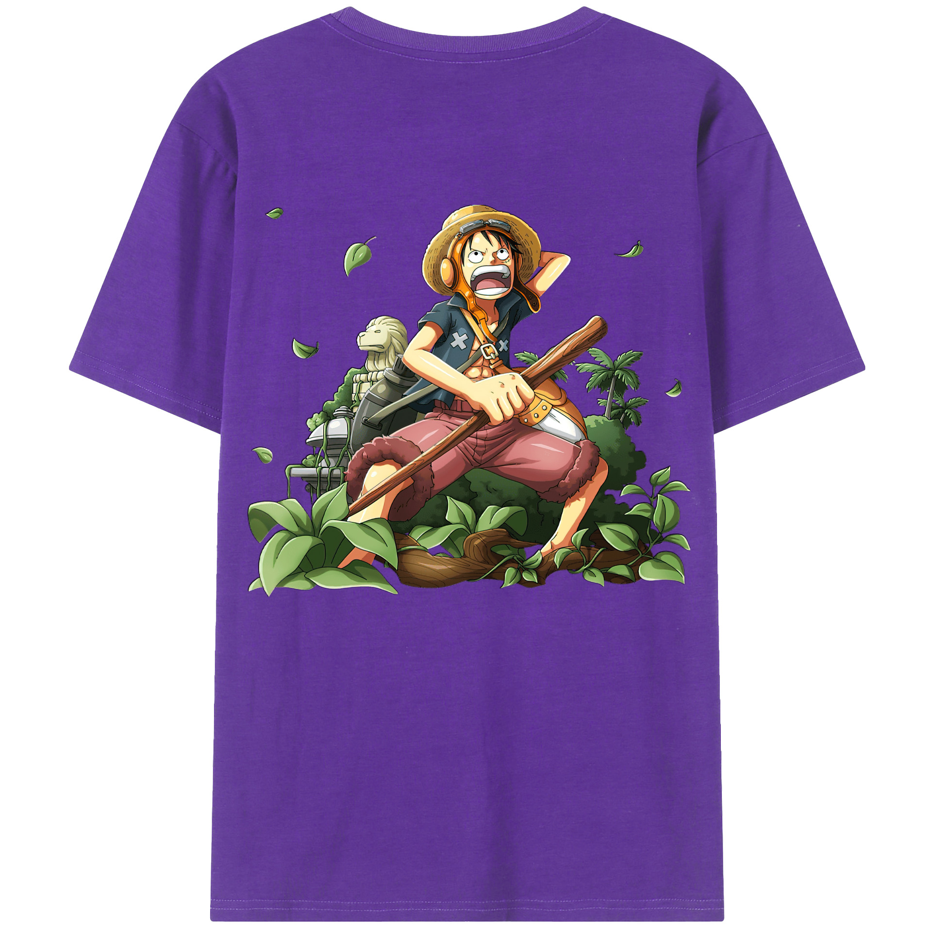 （画像用） ワンピース モンキー・D・ルフィ ONE PIECE Monkey D. Luffy 綿100％ メンズ半袖Tシャツ（バックプリント） 通気性