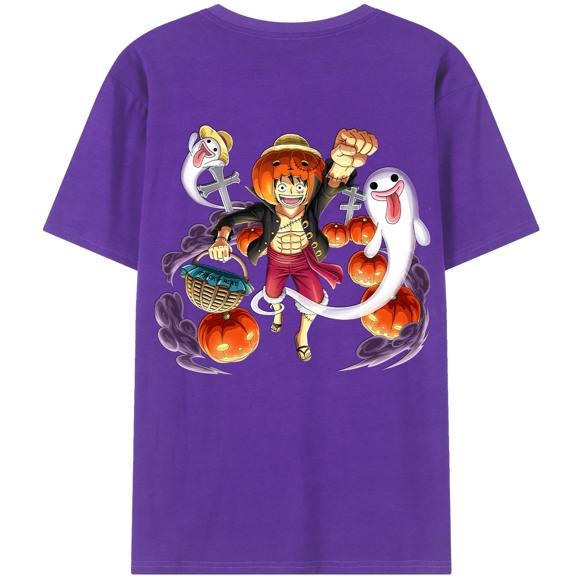 ワンピース モンキー・D・ルフィ ONE PIECE Monkey D. Luffy 綿100％ メンズ半袖Tシャツ（バックプリント） 通気性