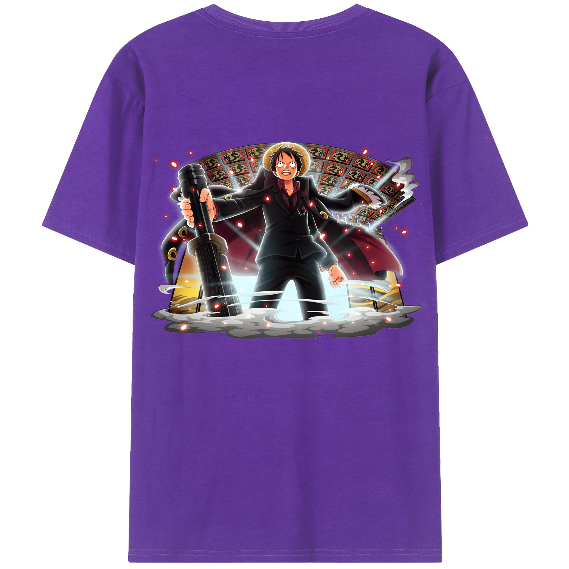 （画像用） ワンピース モンキー・D・ルフィ ONE PIECE Monkey D. Luffy 綿100％ メンズ半袖Tシャツ（バックプリント） 通気性