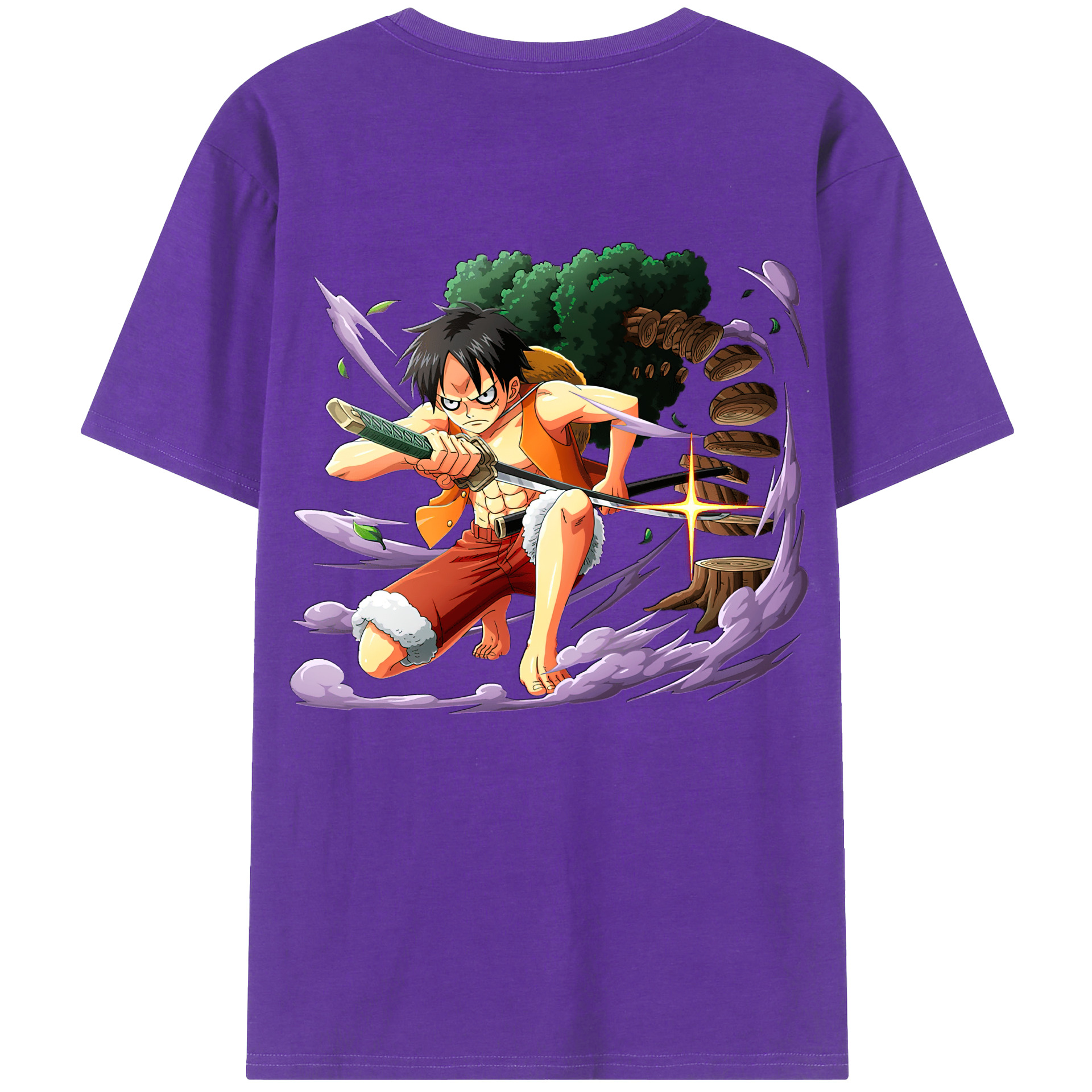 ワンピース モンキー・D・ルフィ ONE PIECE Monkey D. Luffy 綿100％ メンズ半袖Tシャツ（バックプリント） 通気性