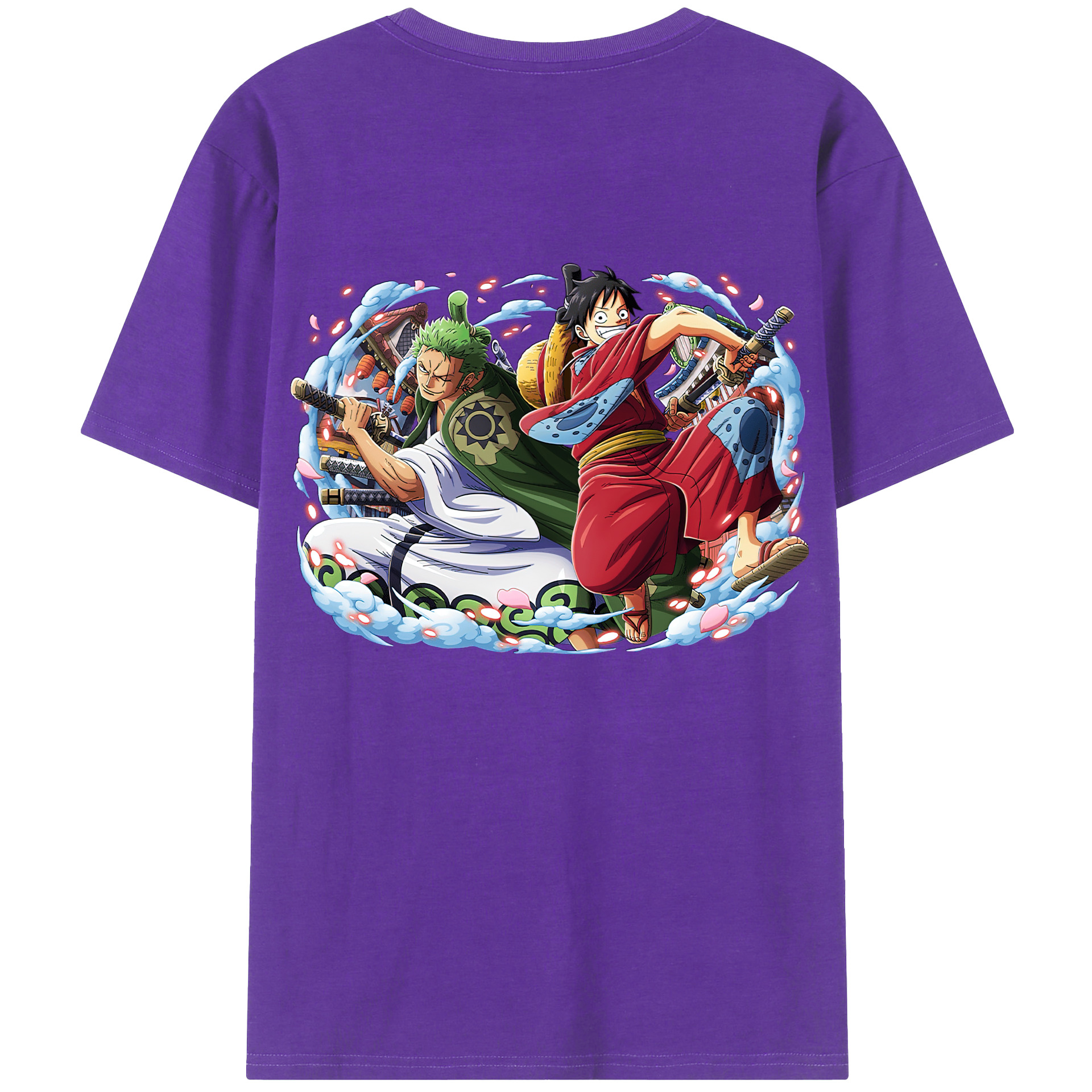 ワンピース モンキー・D・ルフィ ONE PIECE Monkey D. Luffy 綿100％ メンズ半袖Tシャツ（バックプリント） 通気性
