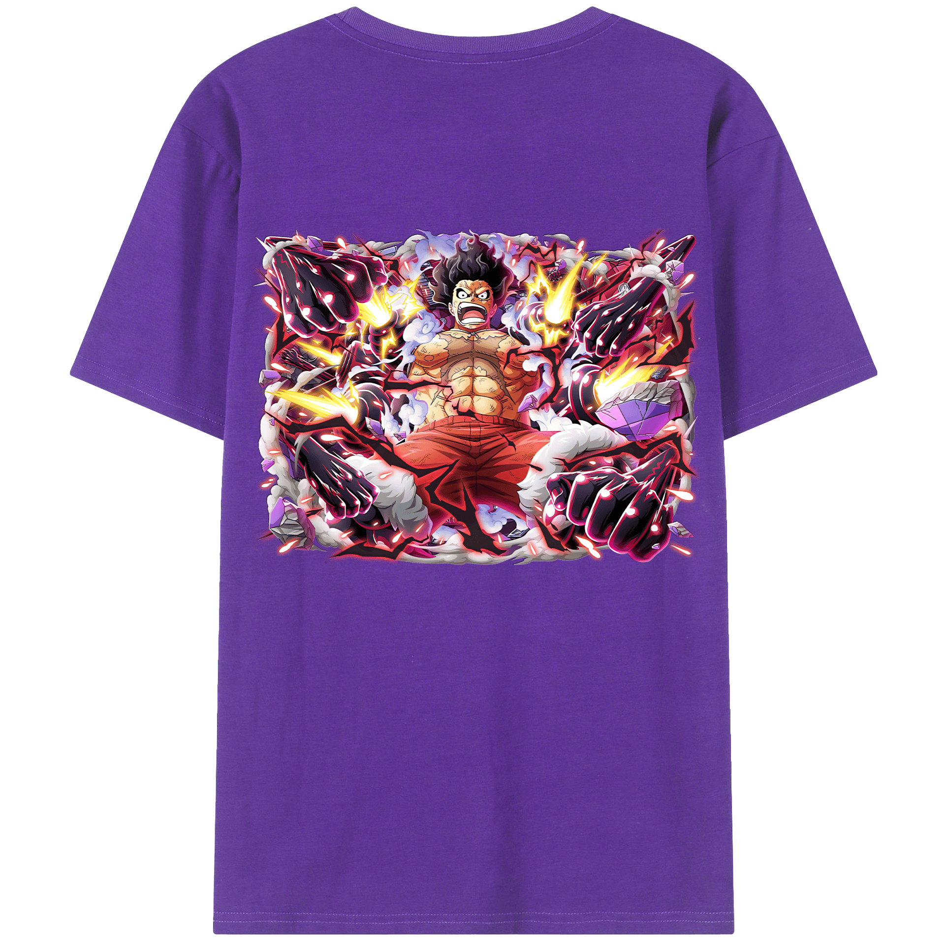 ワンピース モンキー・D・ルフィ ONE PIECE Monkey D. Luffy 綿100％ メンズ半袖Tシャツ（バックプリント） 通気性