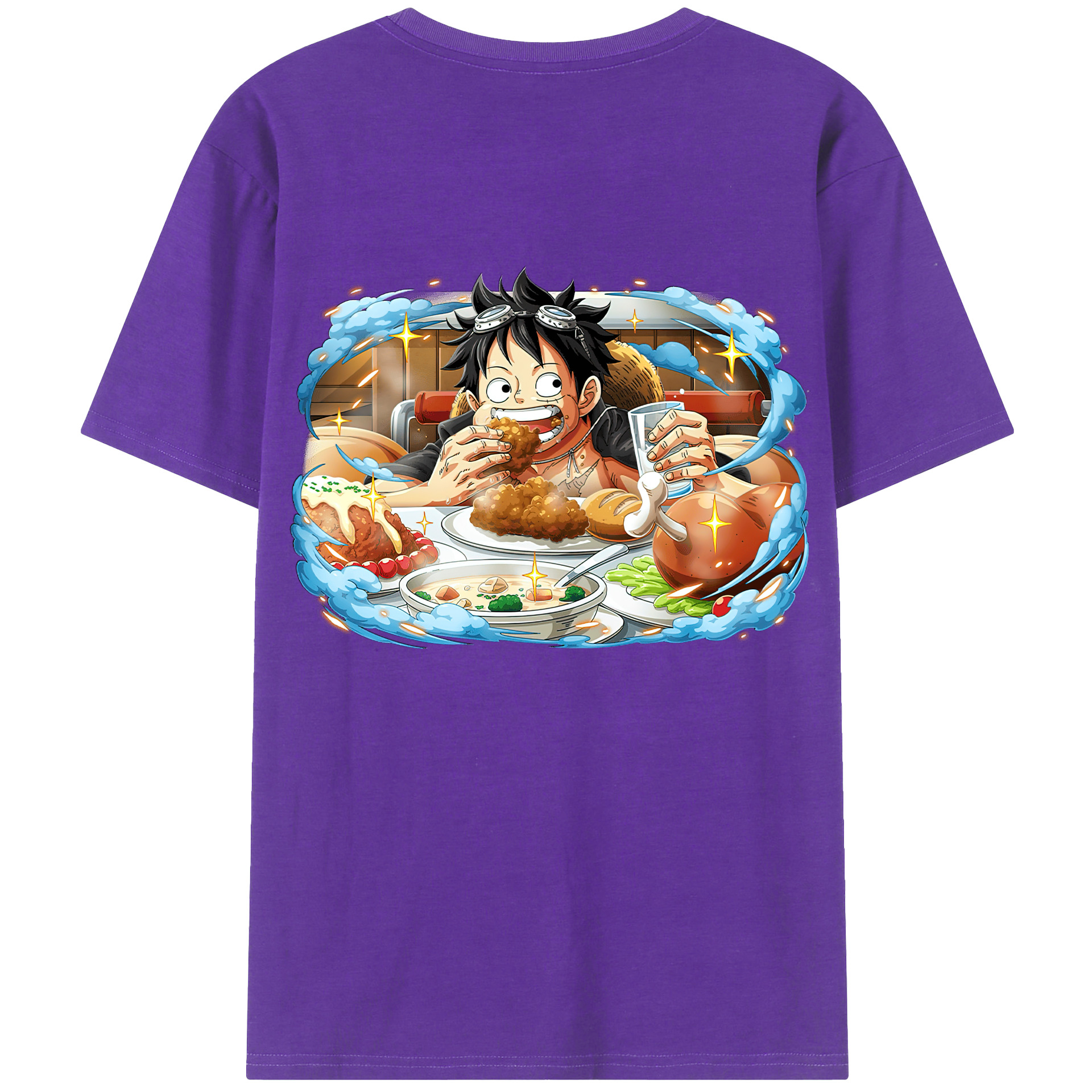 ワンピース モンキー・D・ルフィ ONE PIECE Monkey D. Luffy 綿100％ メンズ半袖Tシャツ（バックプリント） 通気性