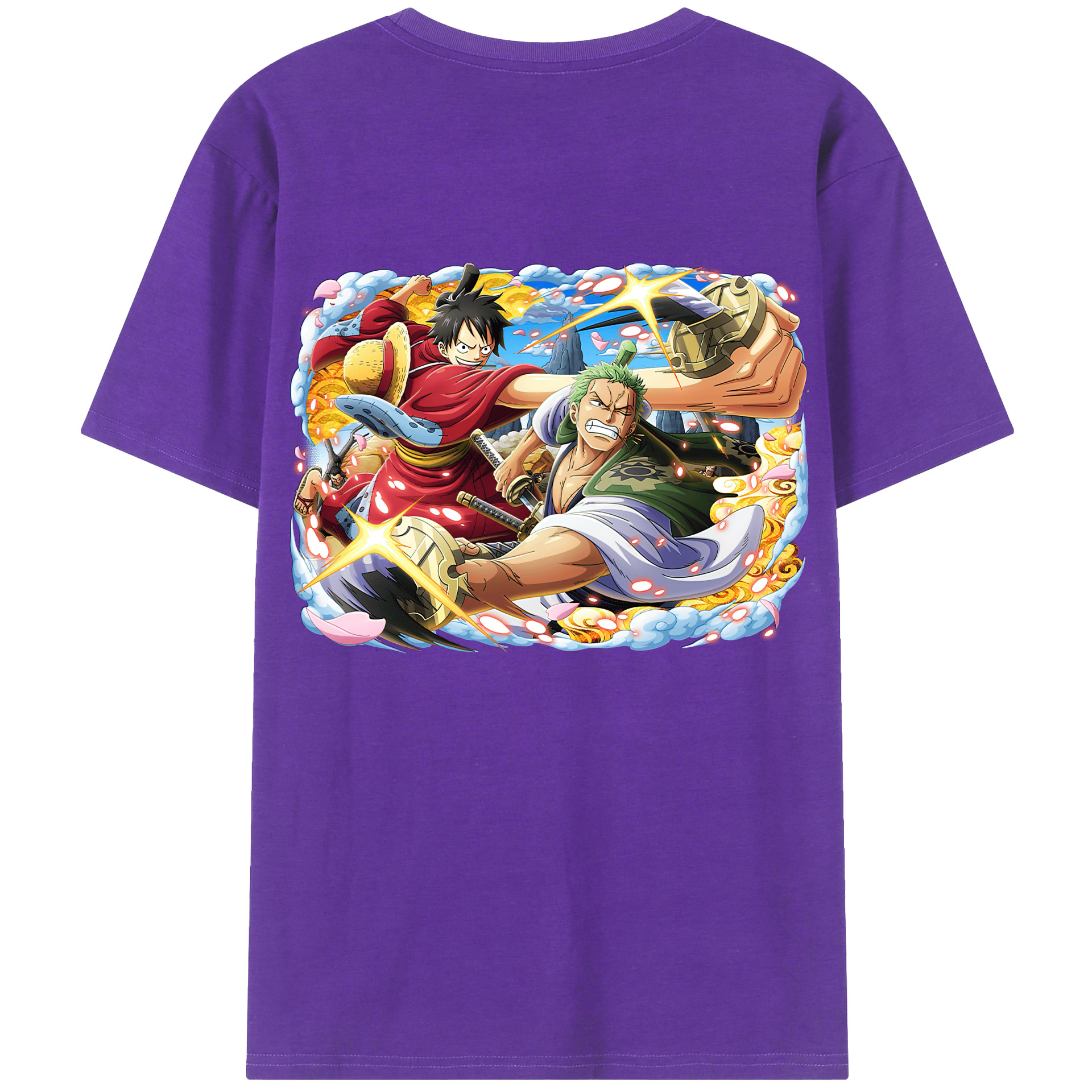 ワンピース モンキー・D・ルフィ ONE PIECE Monkey D. Luffy 綿100％ メンズ半袖Tシャツ（バックプリント） 通気性