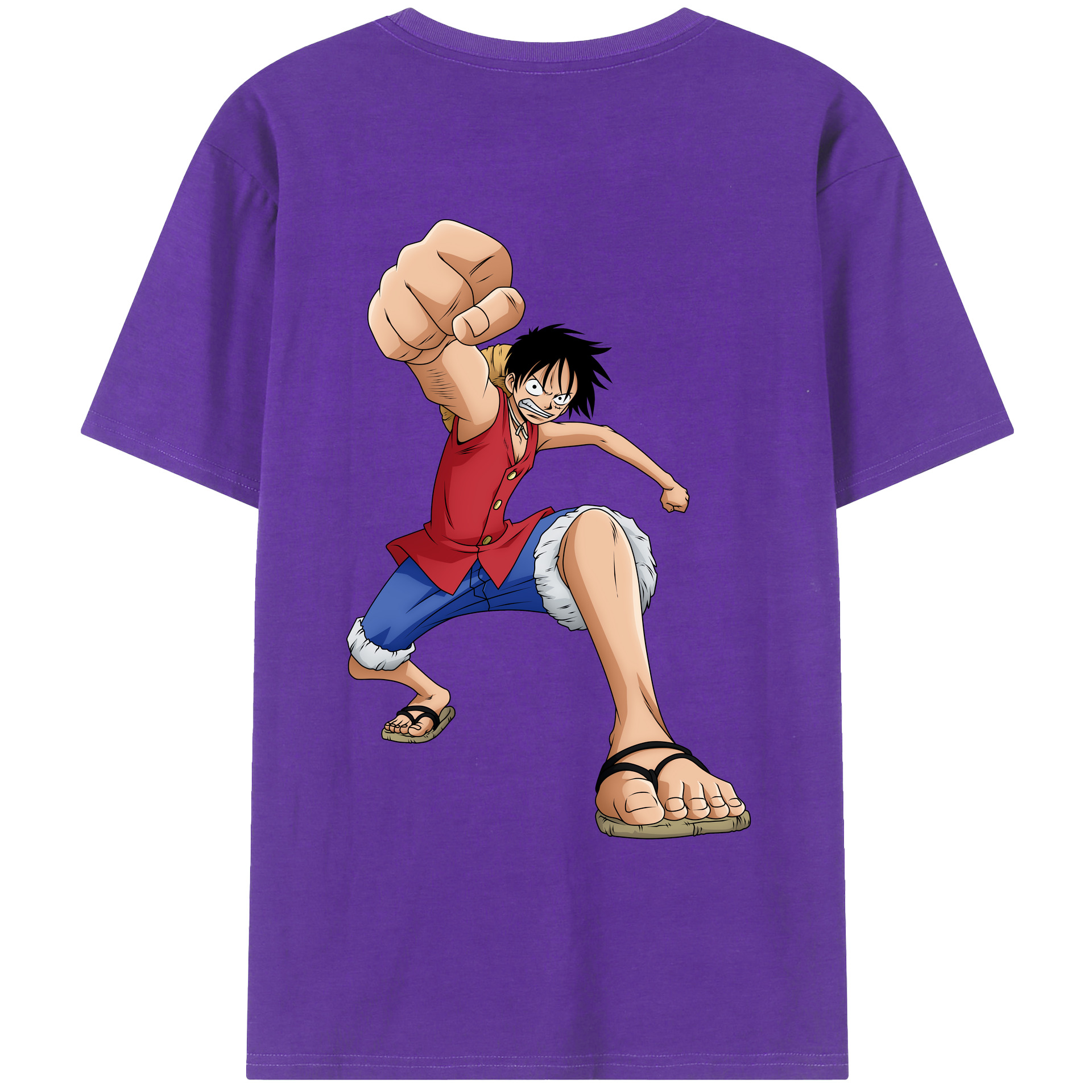 ワンピース モンキー・D・ルフィ ONE PIECE Monkey D. Luffy 綿100％ メンズ半袖Tシャツ（バックプリント） 通気性