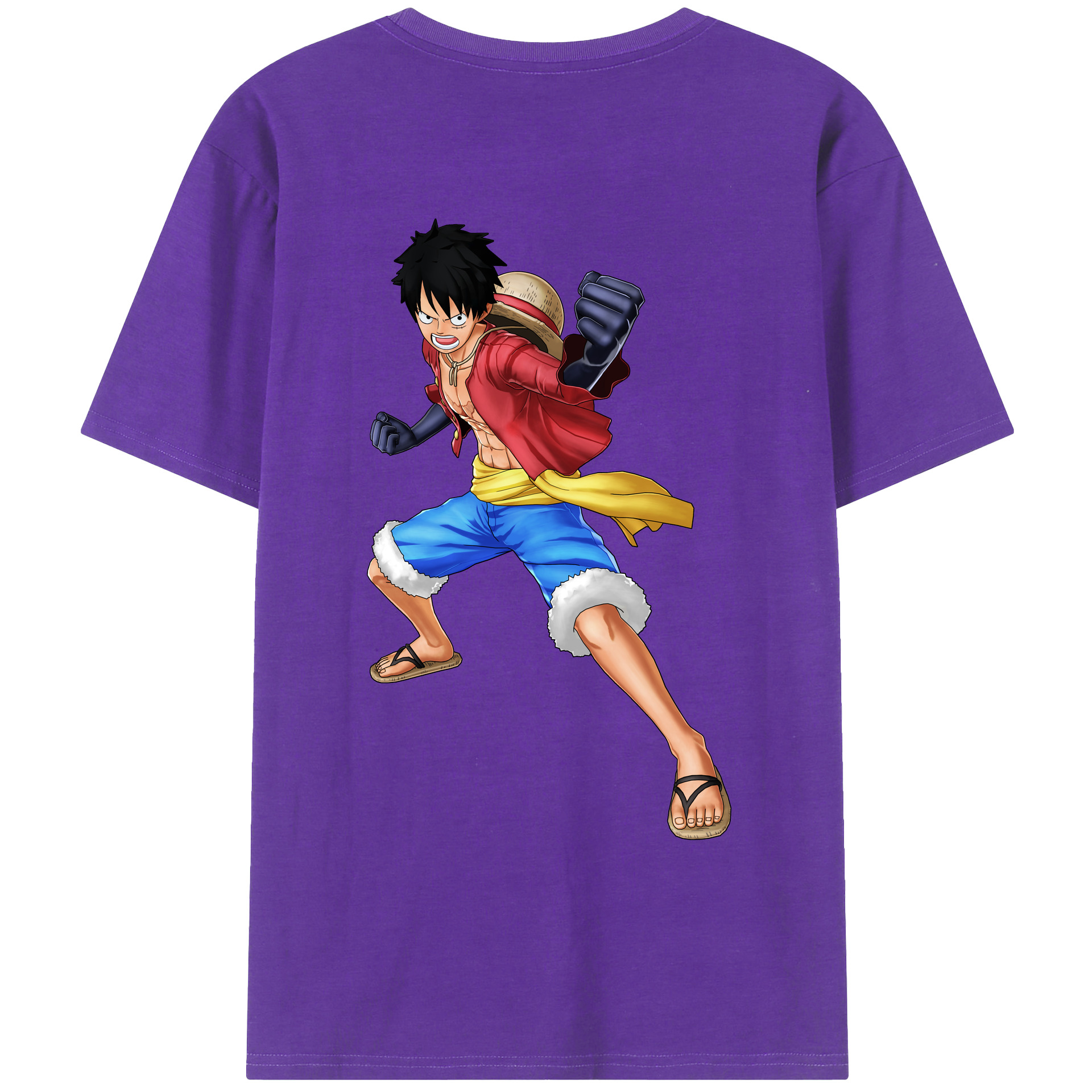 ワンピース モンキー・D・ルフィ ONE PIECE Monkey D. Luffy 綿100％ メンズ半袖Tシャツ（バックプリント） 通気性