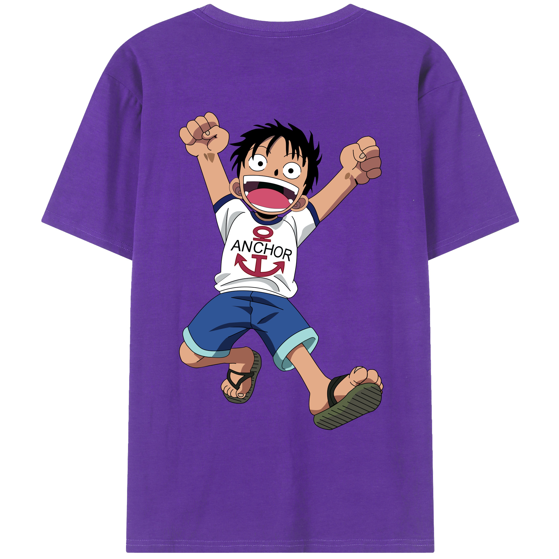 ワンピース モンキー・D・ルフィ ONE PIECE Monkey D. Luffy 綿100％ メンズ半袖Tシャツ（バックプリント） 通気性