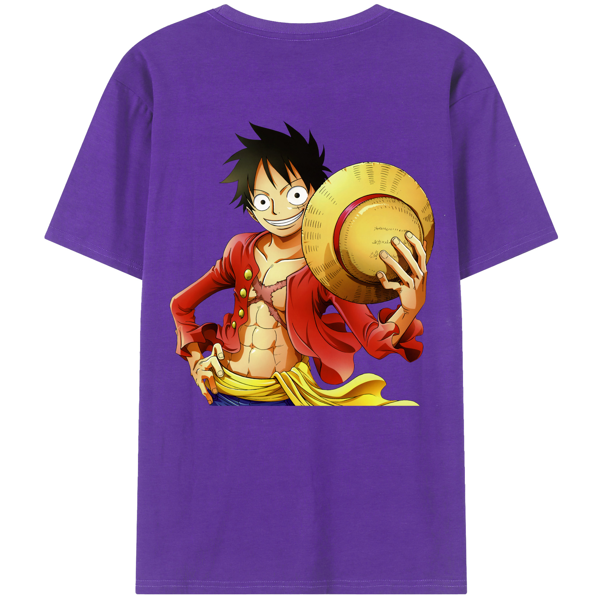 ワンピース モンキー・D・ルフィ ONE PIECE Monkey D. Luffy 綿100％ メンズ半袖Tシャツ（バックプリント） 通気性