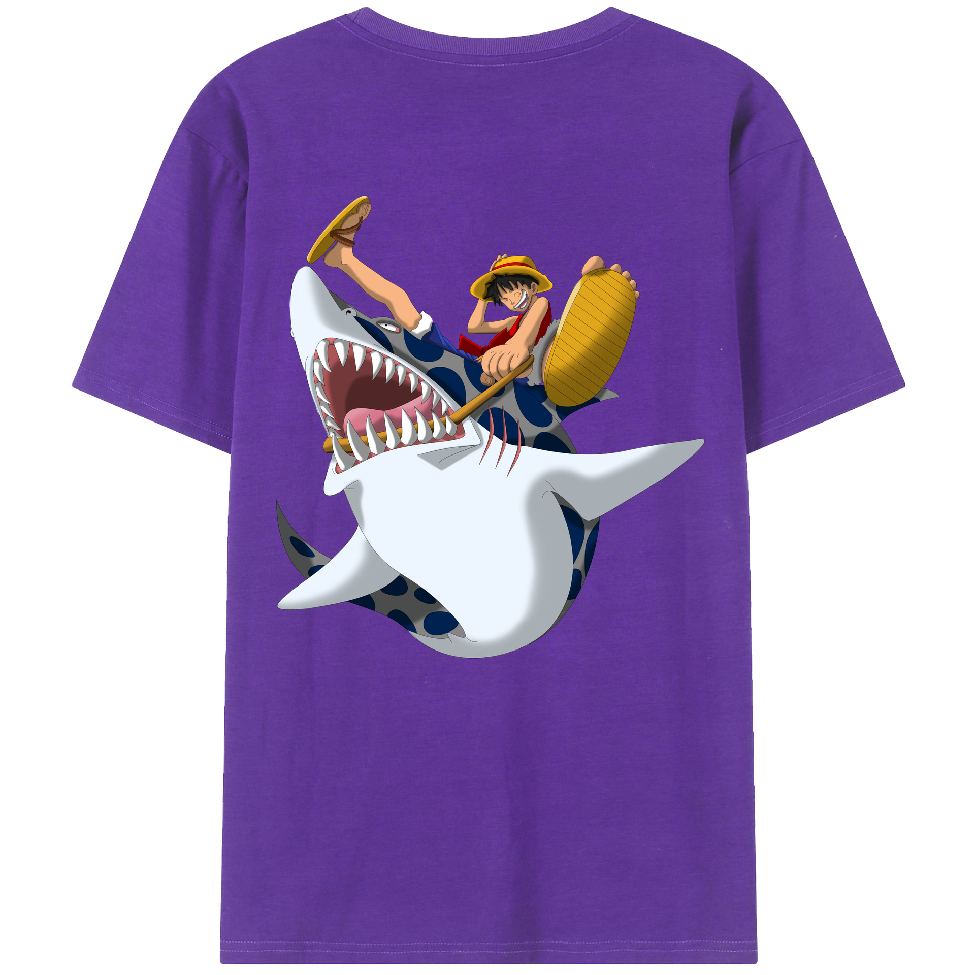 ワンピース モンキー・D・ルフィ ONE PIECE Monkey D. Luffy 綿100％ メンズ半袖Tシャツ（バックプリント） 通気性