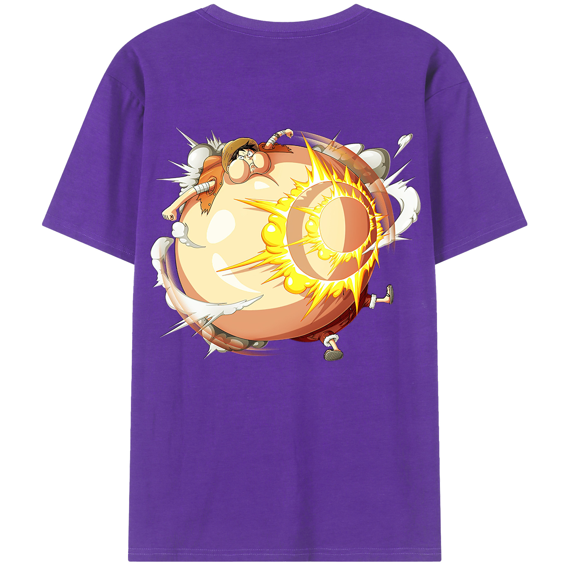 （画像用） ワンピース モンキー・D・ルフィ ONE PIECE Monkey D. Luffy 綿100％ メンズ半袖Tシャツ（バックプリント） 通気性