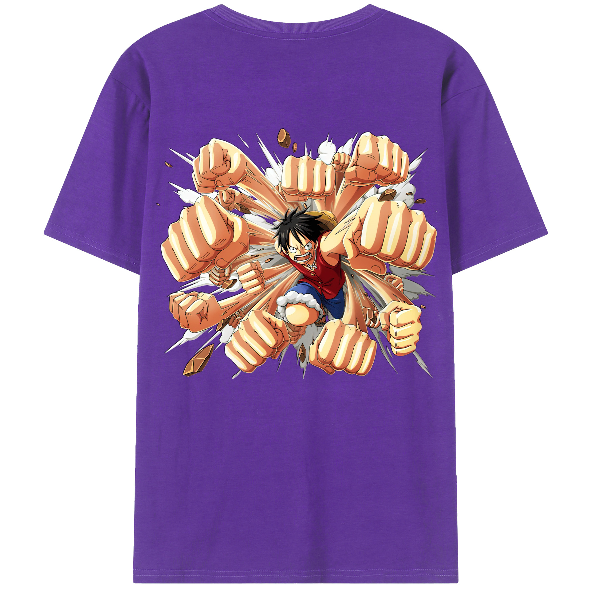 （画像用） ワンピース モンキー・D・ルフィ ONE PIECE Monkey D. Luffy 綿100％ メンズ半袖Tシャツ（バックプリント） 通気性