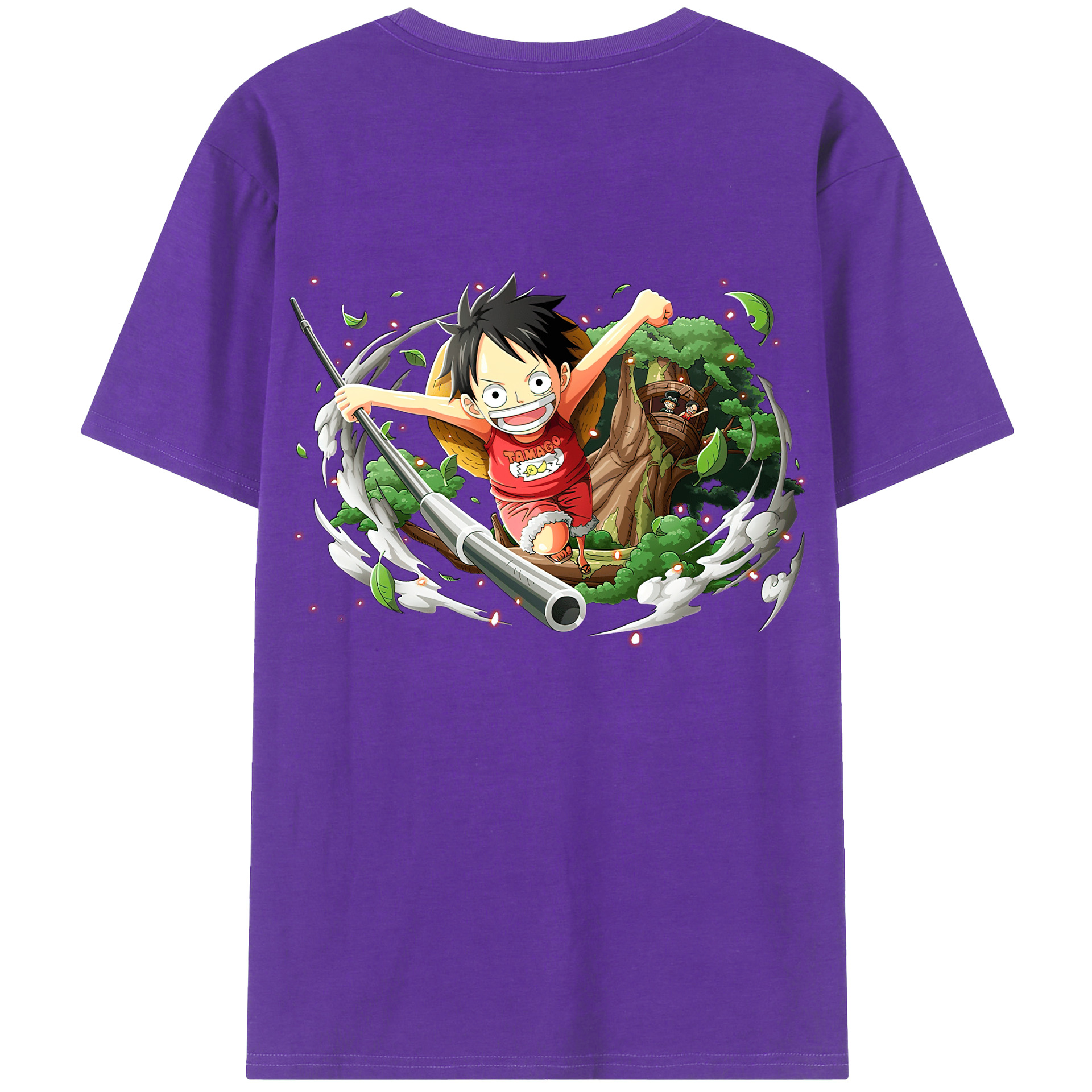 ワンピース モンキー・D・ルフィ ONE PIECE Monkey D. Luffy 綿100％ メンズ半袖Tシャツ（バックプリント） 通気性