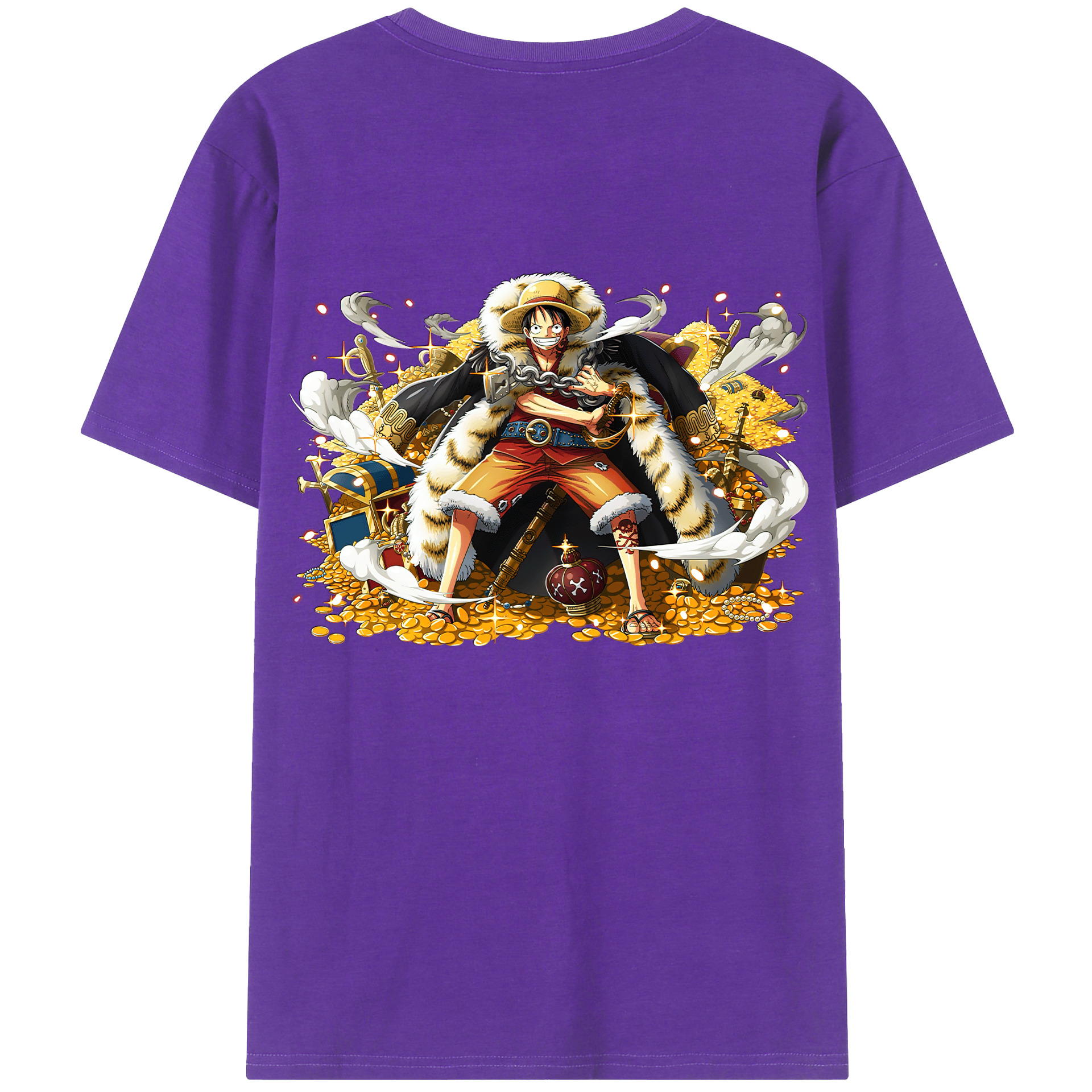 ワンピース モンキー・D・ルフィ ONE PIECE Monkey D. Luffy 綿100％ メンズ半袖Tシャツ（バックプリント） 通気性