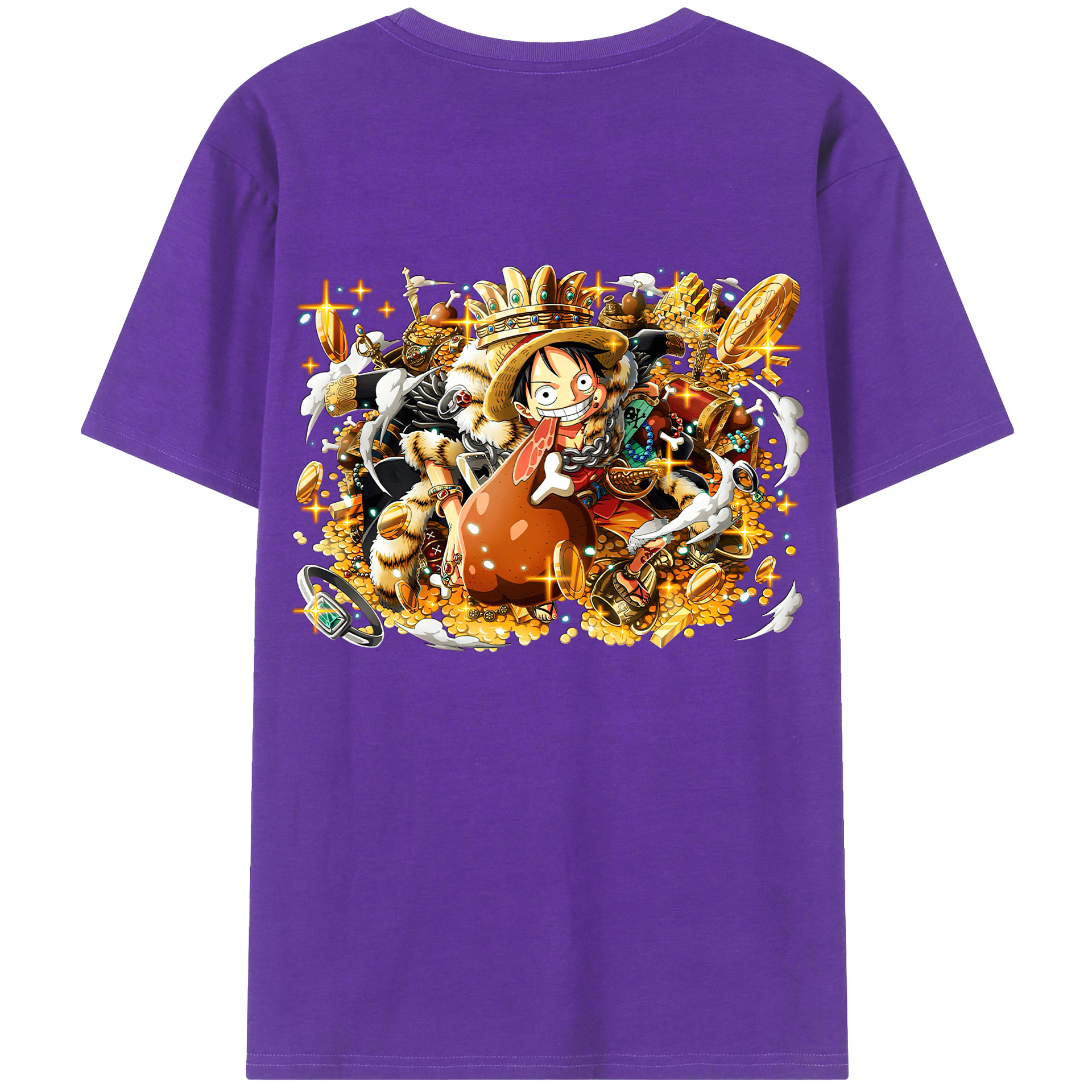 ワンピース モンキー・D・ルフィ ONE PIECE Monkey D. Luffy 綿100％ メンズ半袖Tシャツ（バックプリント） 通気性