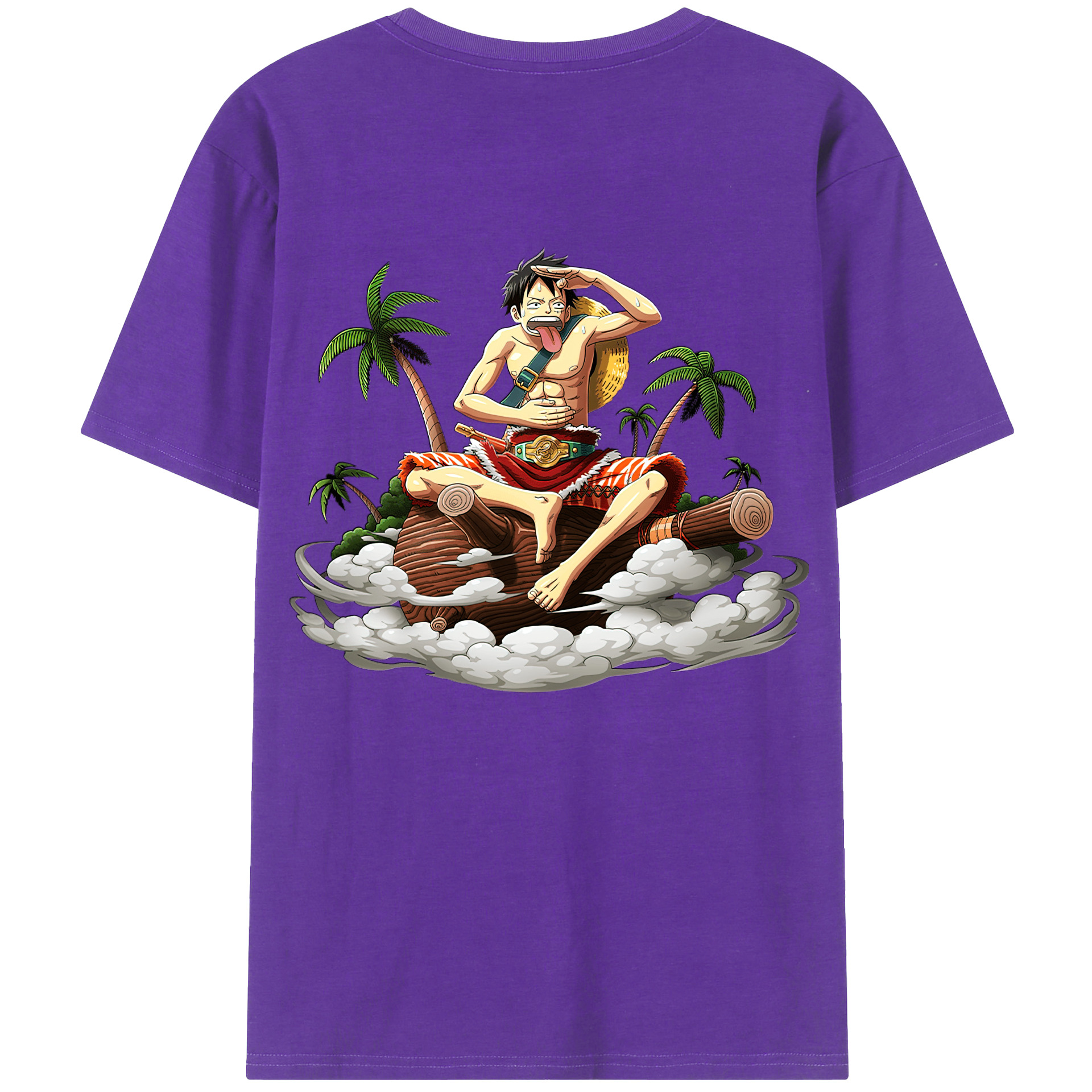 ワンピース モンキー・D・ルフィ ONE PIECE Monkey D. Luffy 綿100％ メンズ半袖Tシャツ（バックプリント） 通気性