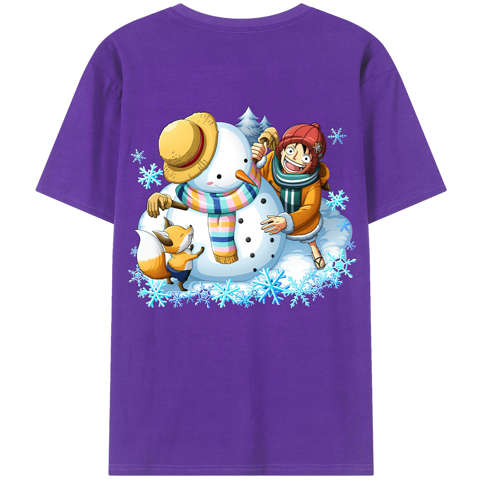 ワンピース モンキー・D・ルフィ ONE PIECE Monkey D. Luffy 綿100％ メンズ半袖Tシャツ（バックプリント） 通気性