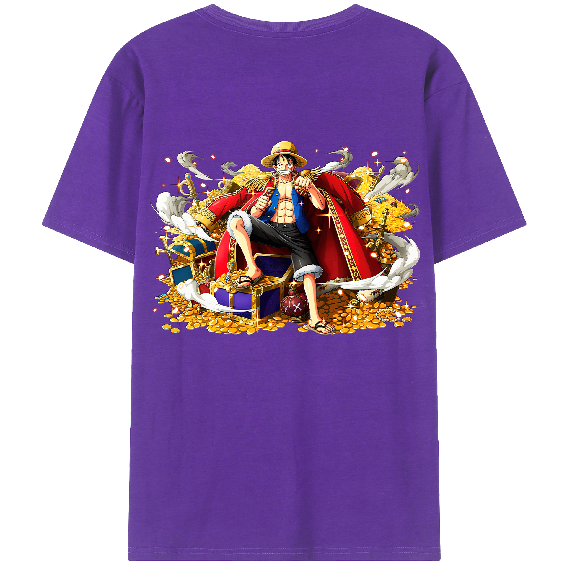 ワンピース モンキー・D・ルフィ ONE PIECE Monkey D. Luffy 綿100％ メンズ半袖Tシャツ（バックプリント） 通気性