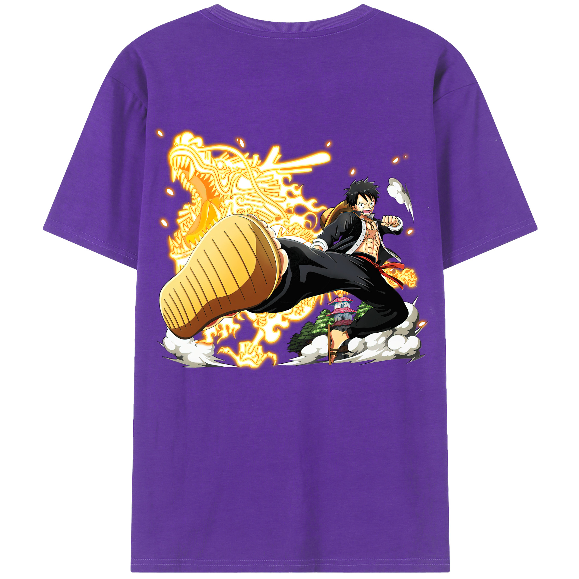 ワンピース モンキー・D・ルフィ ONE PIECE Monkey D. Luffy 綿100％ メンズ半袖Tシャツ（バックプリント） 通気性