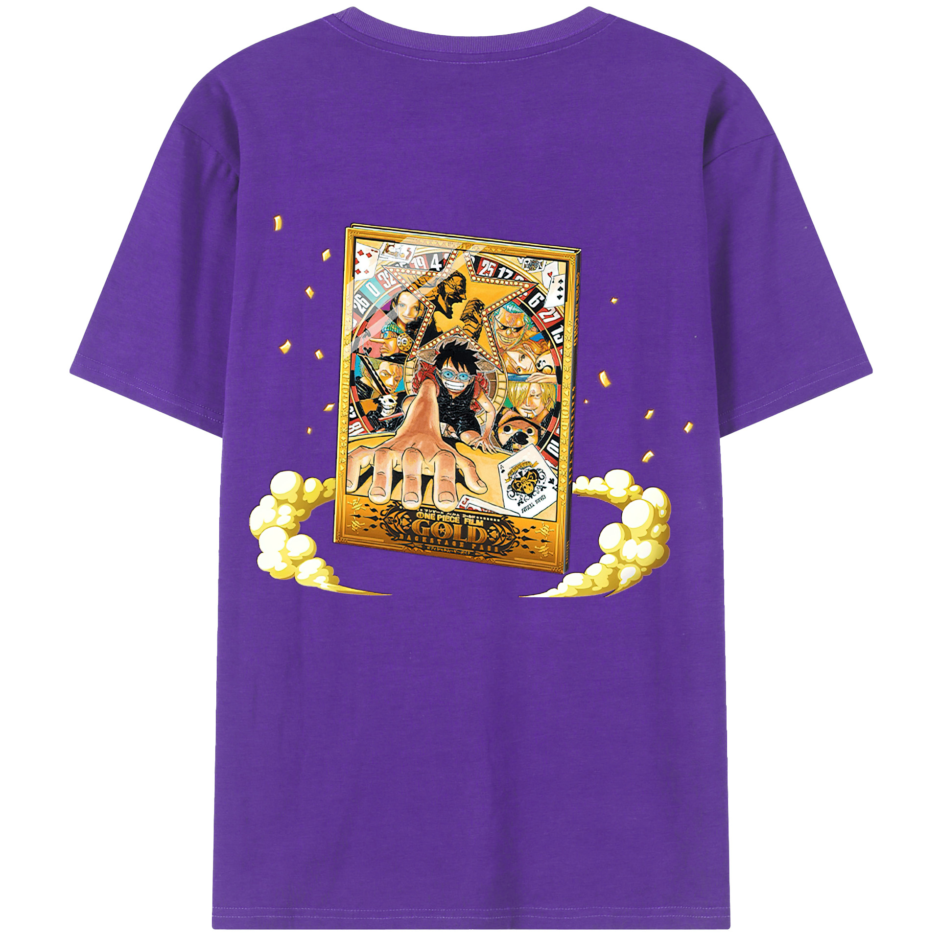 ワンピース モンキー・D・ルフィ ONE PIECE Monkey D. Luffy 綿100％ メンズ半袖Tシャツ（バックプリント） 通気性
