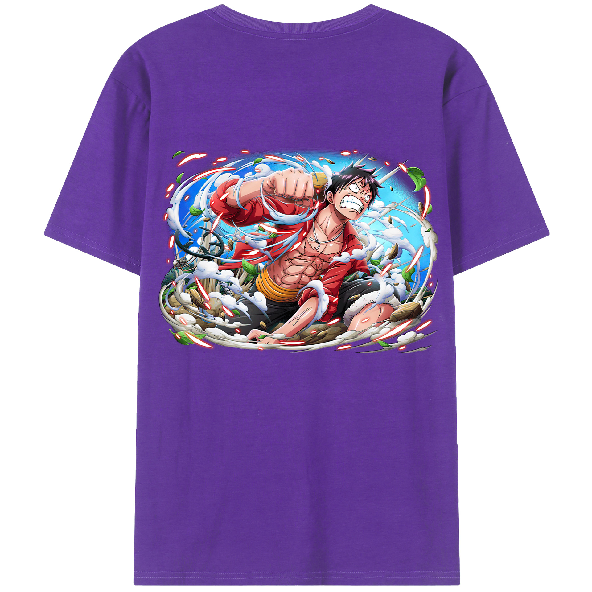 ワンピース モンキー・D・ルフィ ONE PIECE Monkey D. Luffy 綿100％ メンズ半袖Tシャツ（バックプリント） 通気性