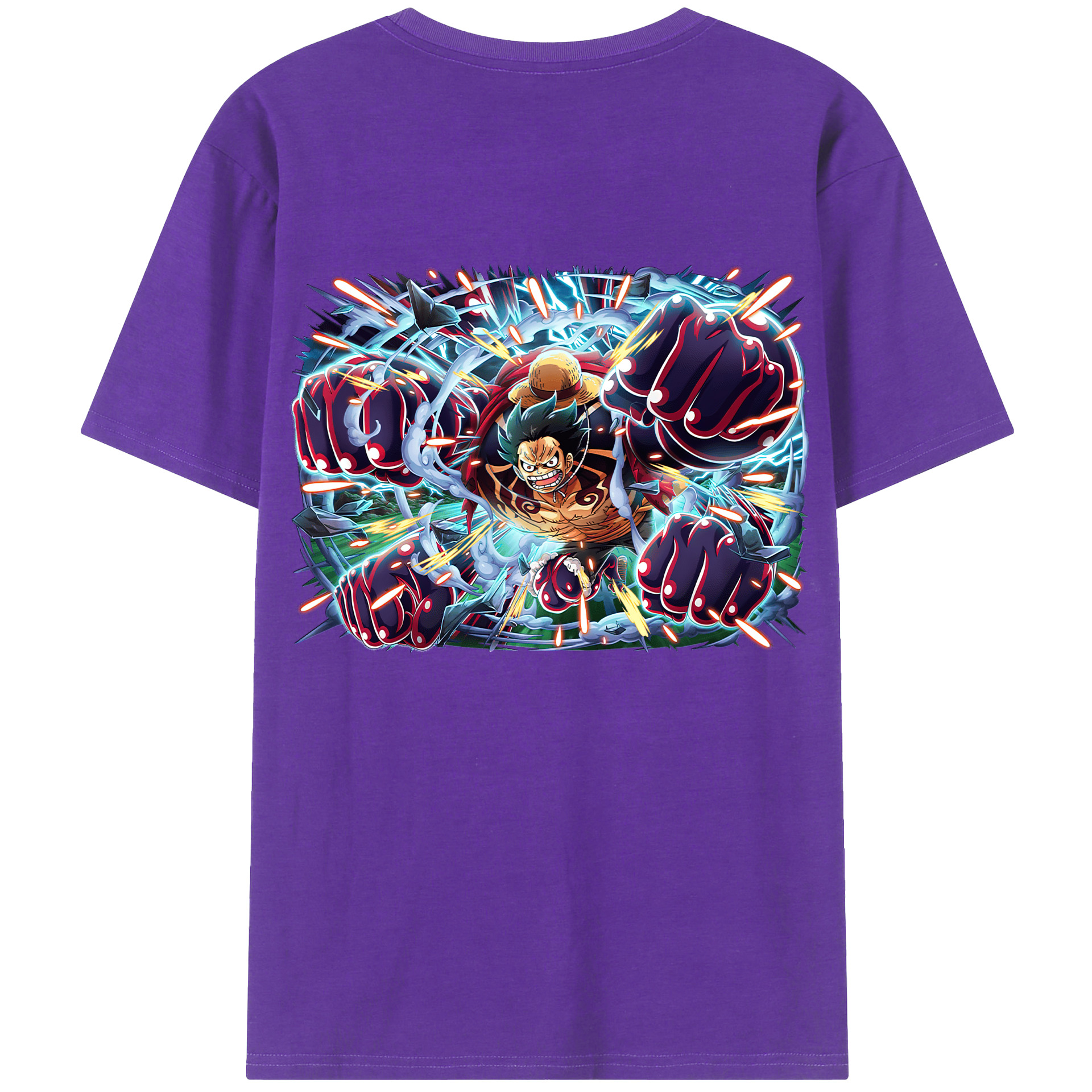 ワンピース モンキー・D・ルフィ ONE PIECE Monkey D. Luffy 綿100％ メンズ半袖Tシャツ（バックプリント） 通気性