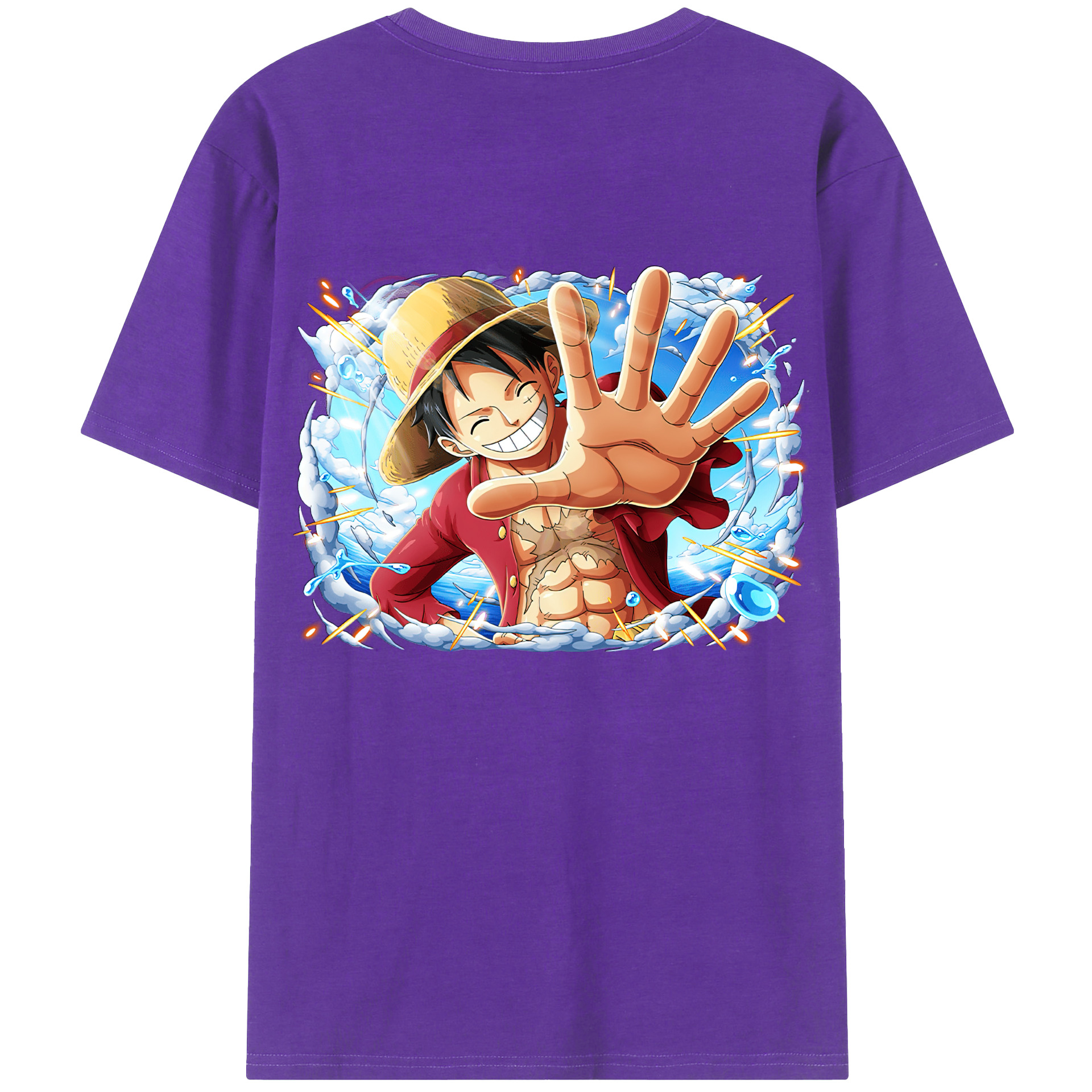 ワンピース モンキー・D・ルフィ ONE PIECE Monkey D. Luffy 綿100％ メンズ半袖Tシャツ（バックプリント） 通気性
