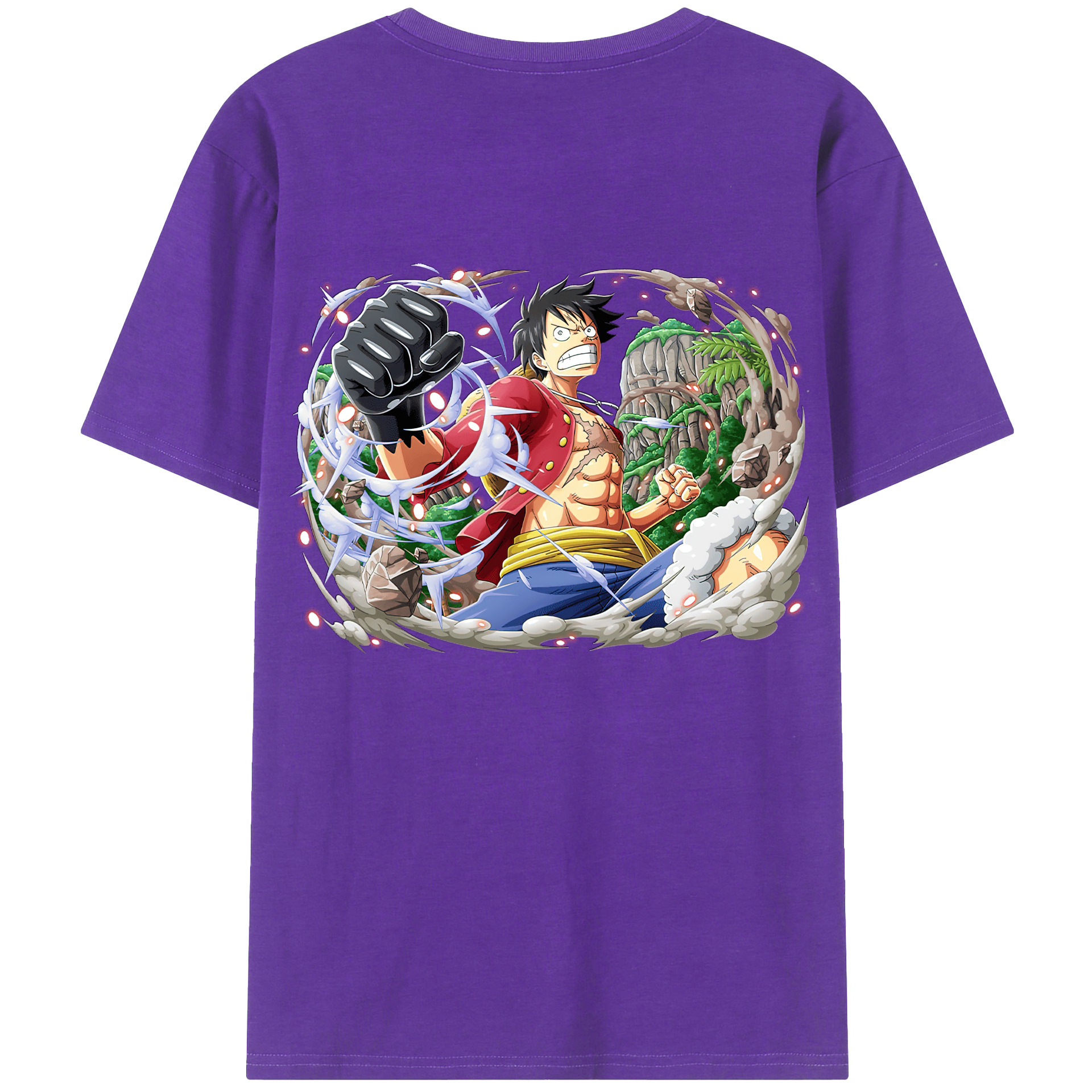 ワンピース モンキー・D・ルフィ ONE PIECE Monkey D. Luffy 綿100％ メンズ半袖Tシャツ（バックプリント） 通気性