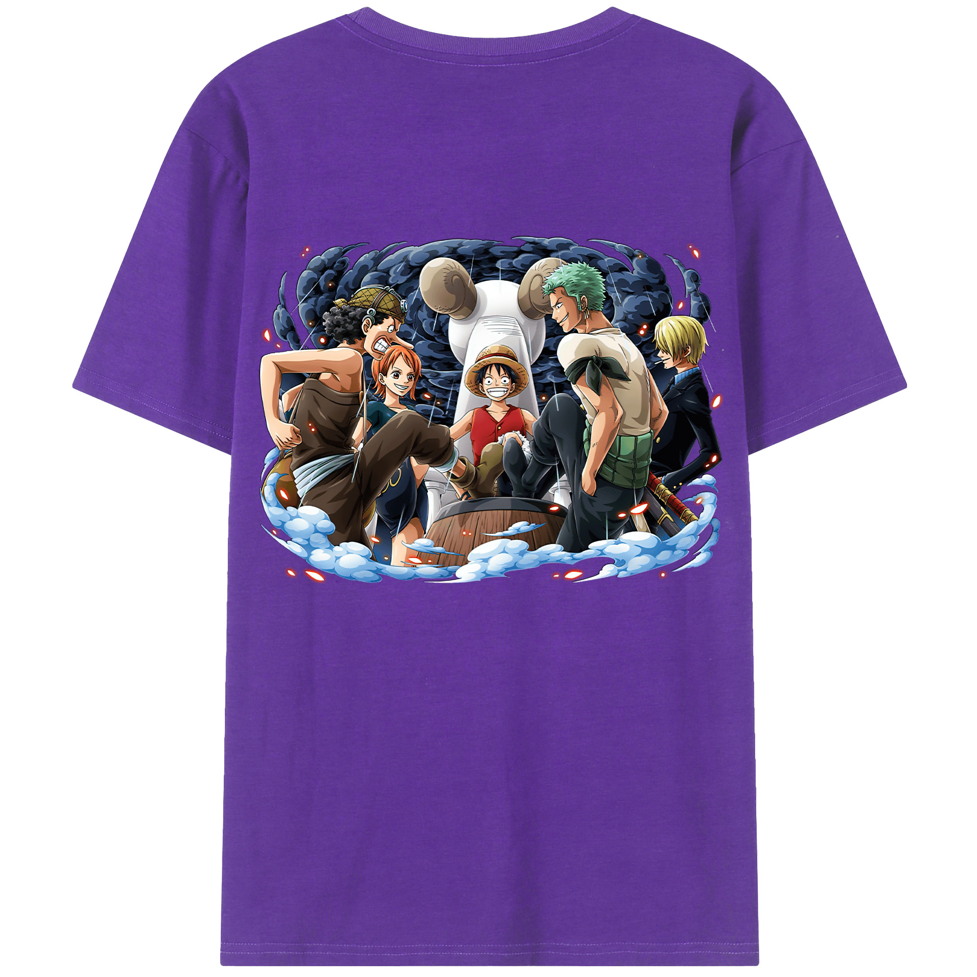 ワンピース モンキー・D・ルフィ ONE PIECE Monkey D. Luffy 綿100％ メンズ半袖Tシャツ（バックプリント） 通気性