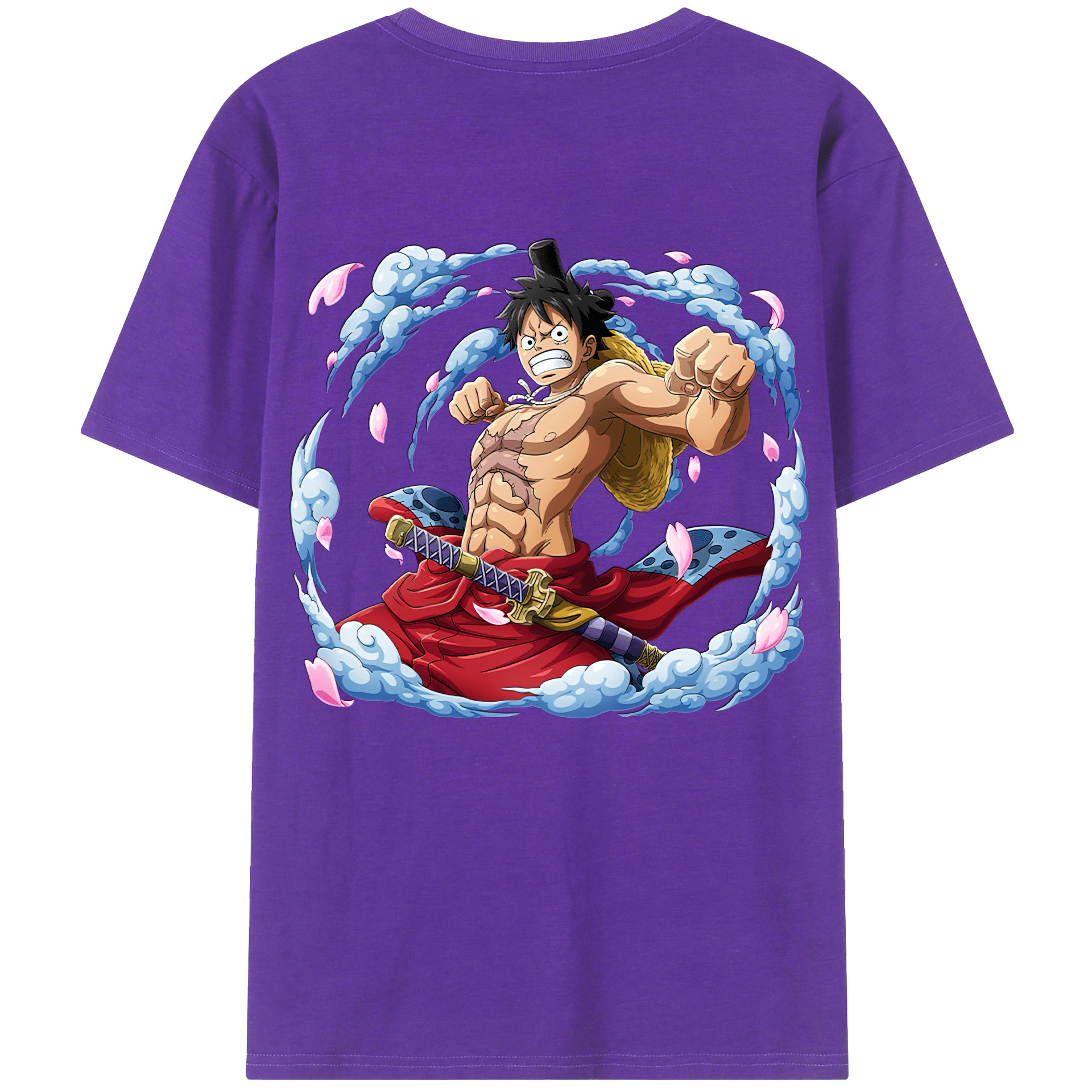 ワンピース モンキー・D・ルフィ ONE PIECE Monkey D. Luffy 綿100％ メンズ半袖Tシャツ（バックプリント） 通気性