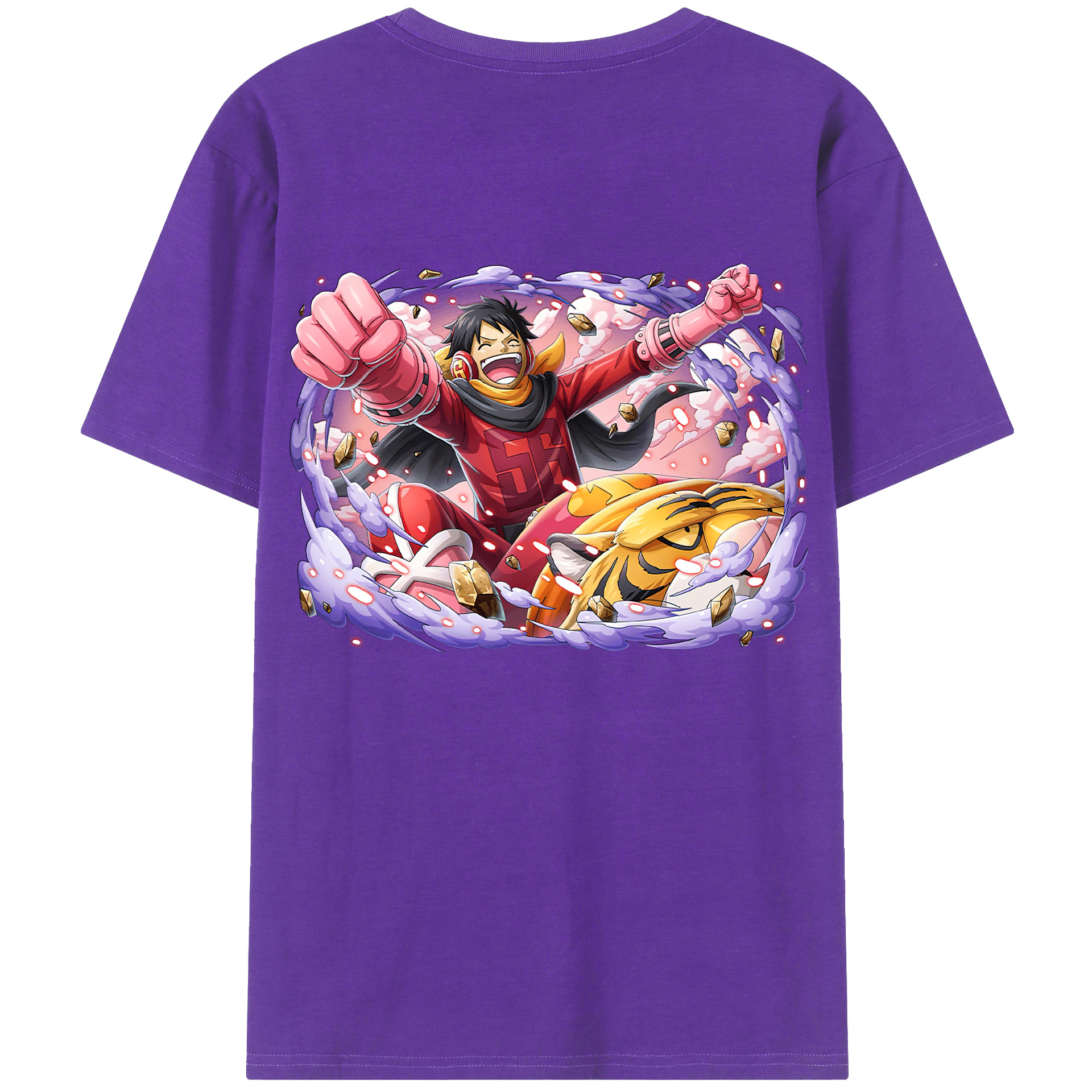 ワンピース モンキー・D・ルフィ ONE PIECE Monkey D. Luffy 綿100％ メンズ半袖Tシャツ（バックプリント） 通気性