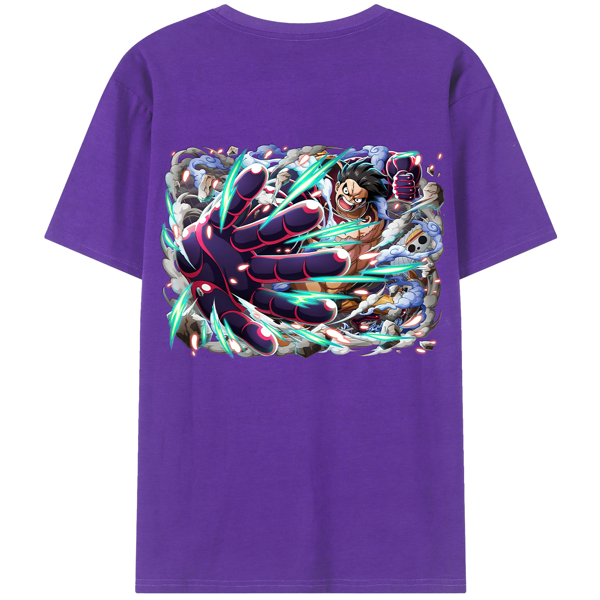ワンピース モンキー・D・ルフィ ONE PIECE Monkey D. Luffy 綿100％ メンズ半袖Tシャツ（バックプリント） 通気性