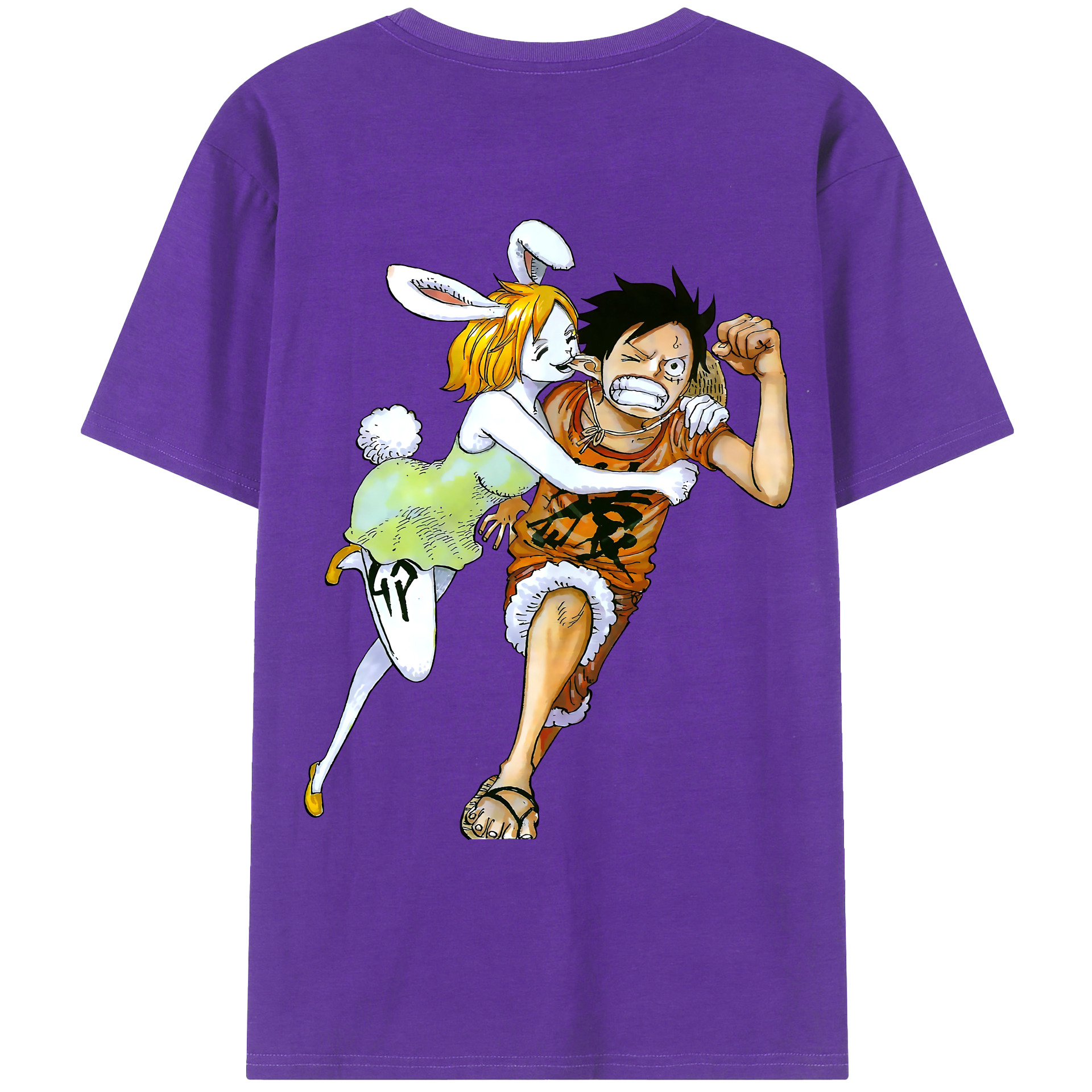 ワンピース モンキー・D・ルフィ ONE PIECE Monkey D. Luffy 綿100％ メンズ半袖Tシャツ（バックプリント） 通気性