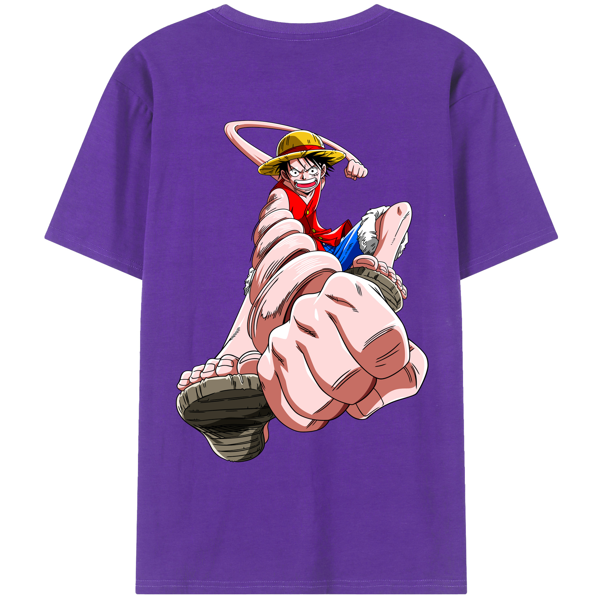 ワンピース モンキー・D・ルフィ ONE PIECE Monkey D. Luffy 綿100％ メンズ半袖Tシャツ（バックプリント） 通気性
