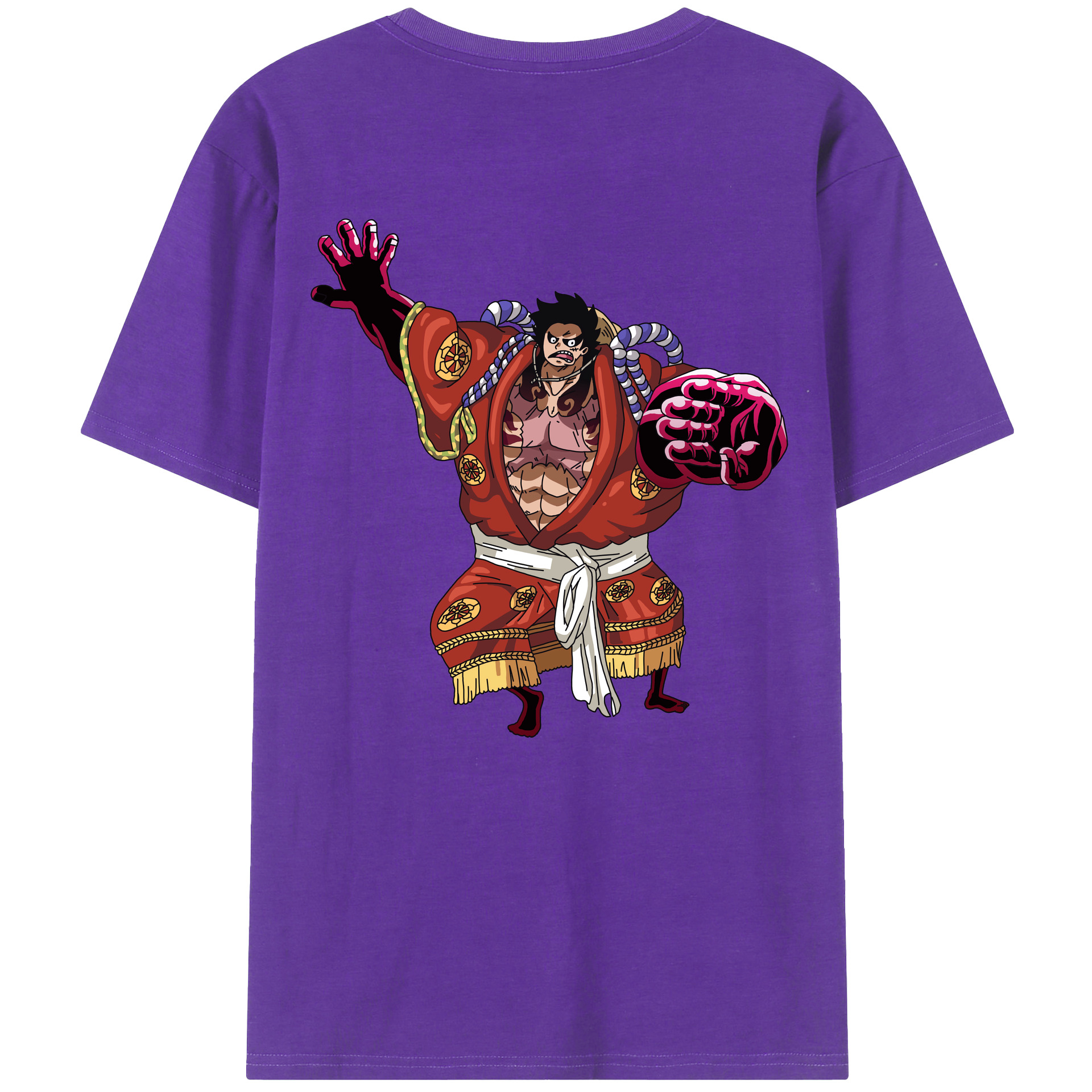 ワンピース モンキー・D・ルフィ ONE PIECE Monkey D. Luffy 綿100％ メンズ半袖Tシャツ（バックプリント） 通気性