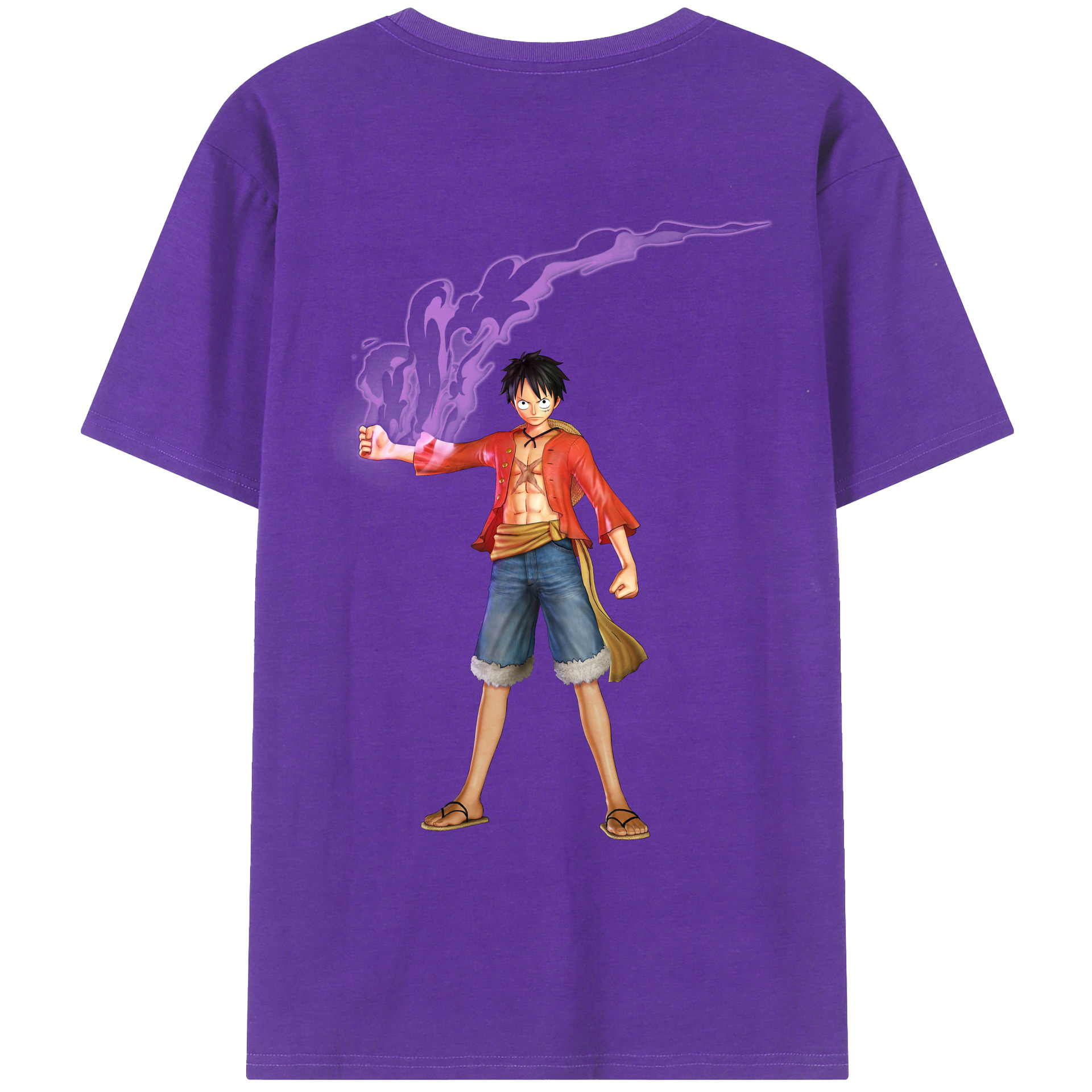 ワンピース モンキー・D・ルフィ ONE PIECE Monkey D. Luffy 綿100％ メンズ半袖Tシャツ（バックプリント） 通気性