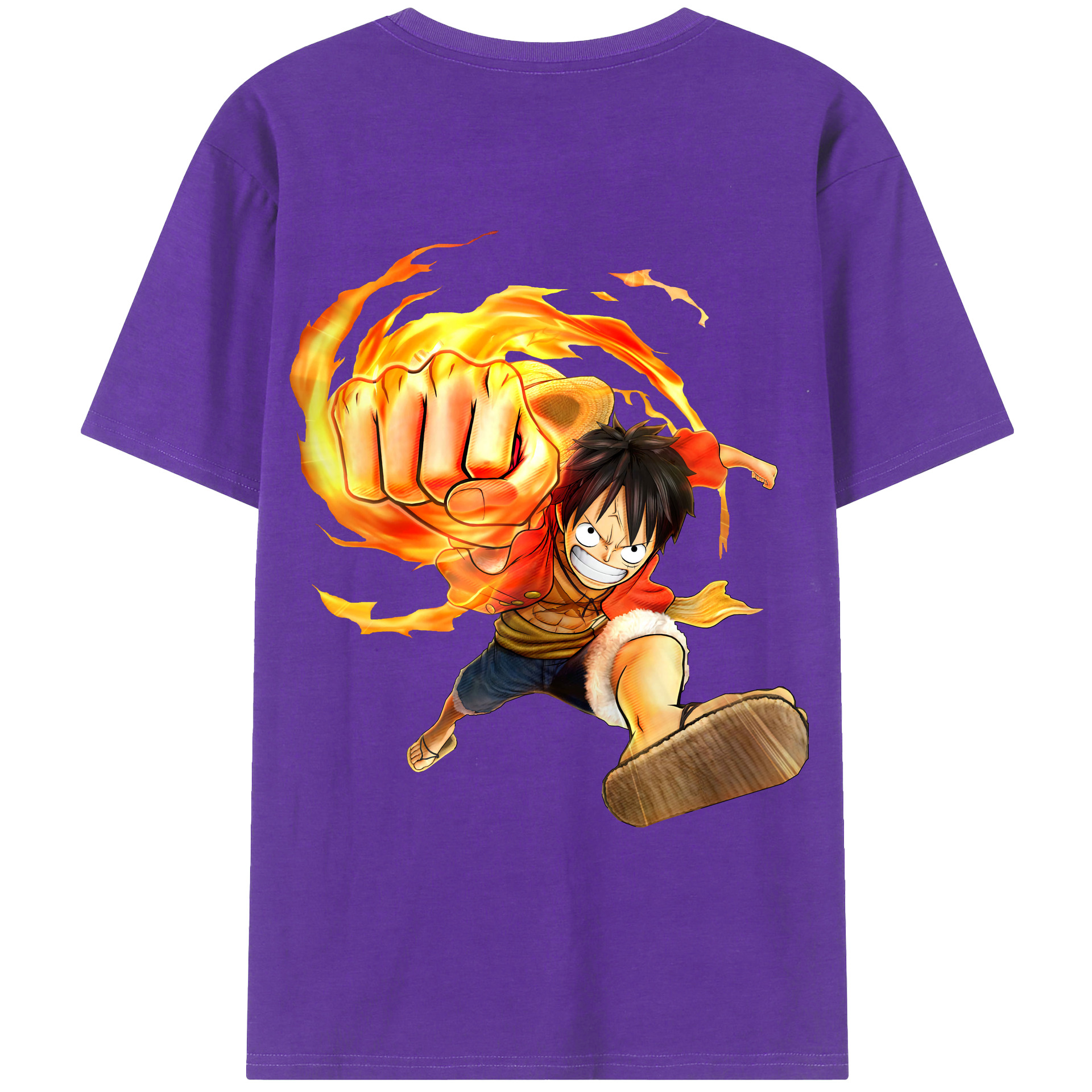 （画像用） ワンピース モンキー・D・ルフィ ONE PIECE Monkey D. Luffy 綿100％ メンズ半袖Tシャツ（バックプリント） 通気性