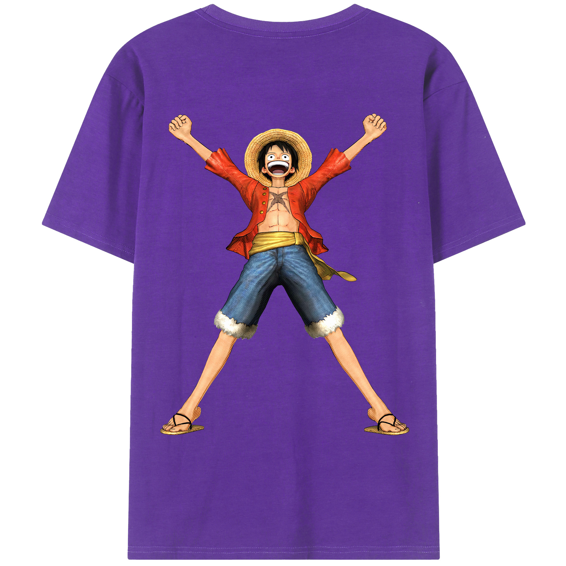 ワンピース モンキー・D・ルフィ ONE PIECE Monkey D. Luffy 綿100％ メンズ半袖Tシャツ（バックプリント） 通気性