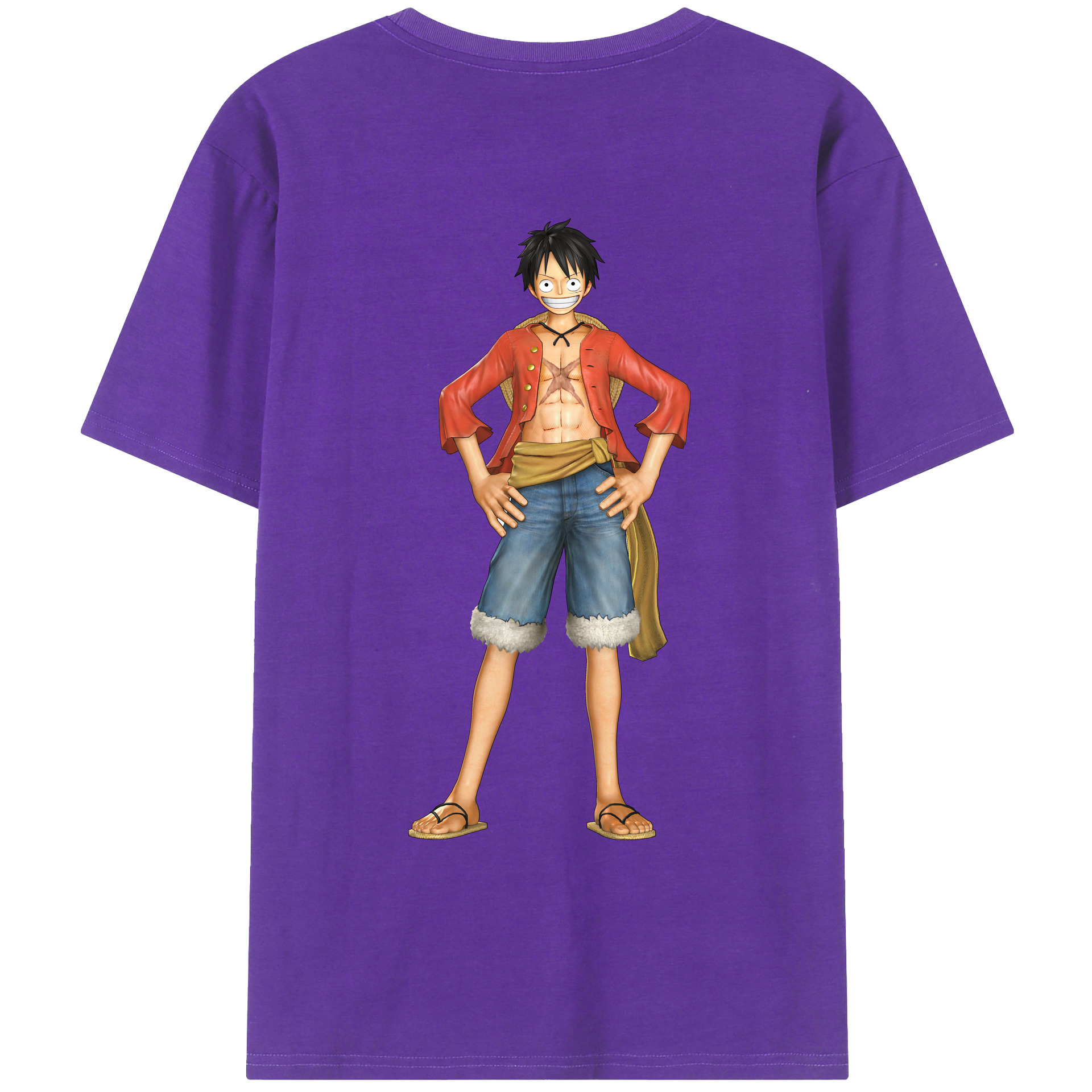 ワンピース モンキー・D・ルフィ ONE PIECE Monkey D. Luffy 綿100％ メンズ半袖Tシャツ（バックプリント） 通気性
