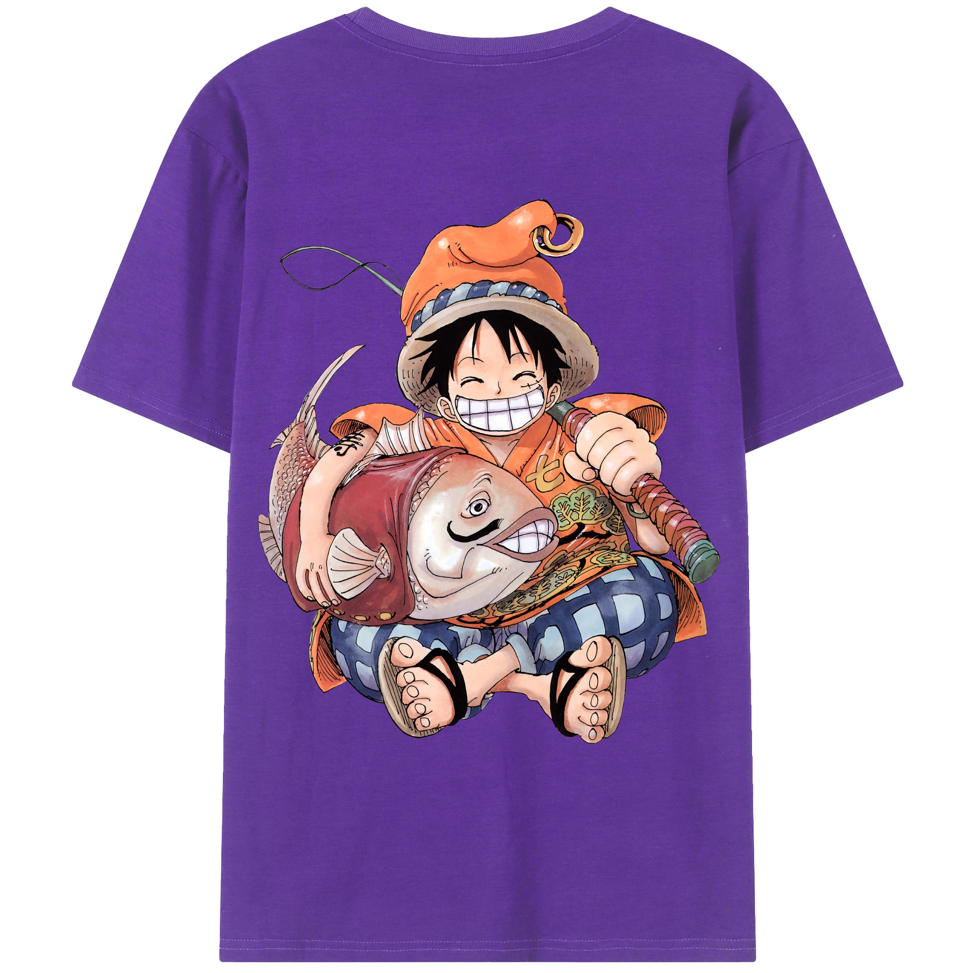 ワンピース モンキー・D・ルフィ ONE PIECE Monkey D. Luffy 綿100％ メンズ半袖Tシャツ（バックプリント） 通気性