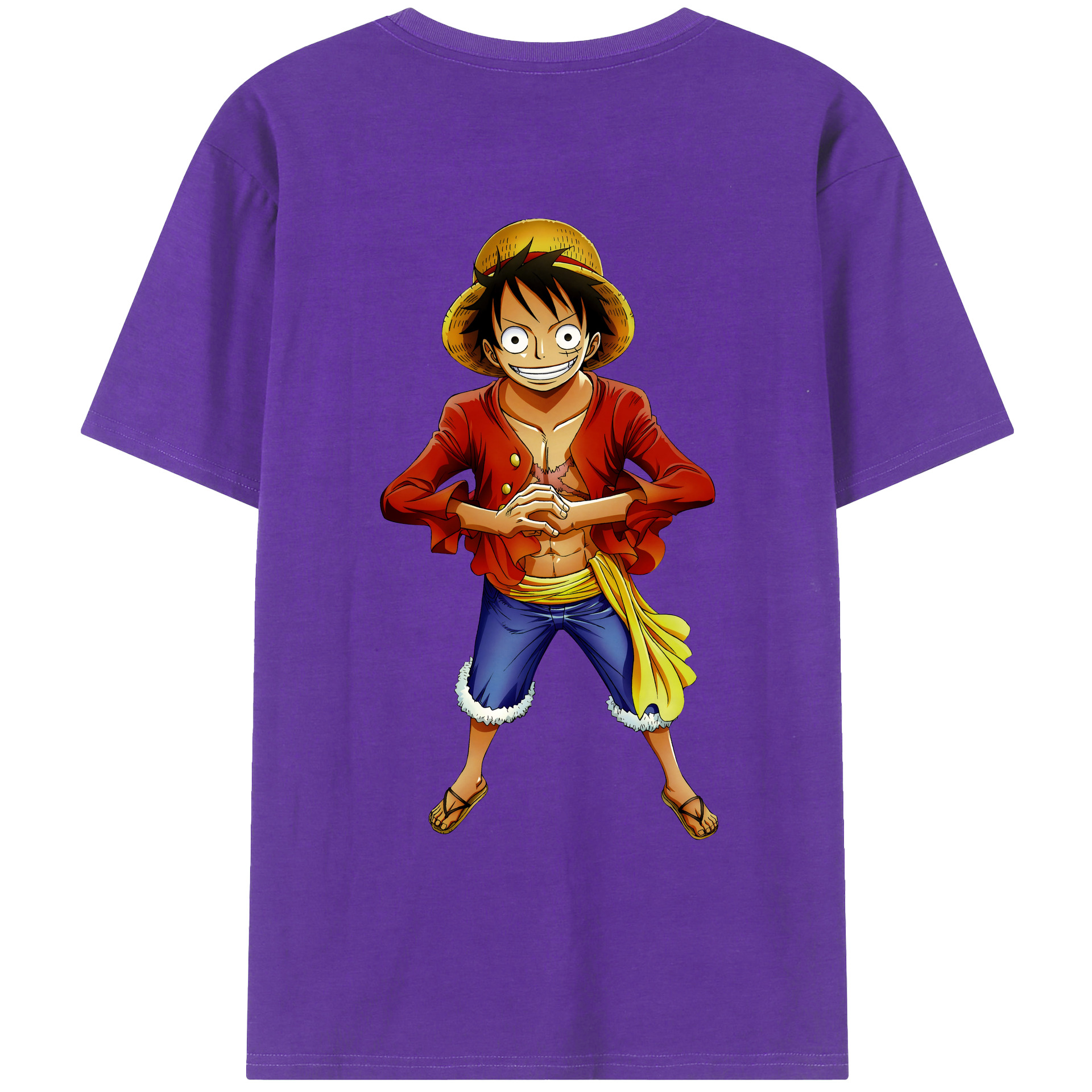 ワンピース モンキー・D・ルフィ ONE PIECE Monkey D. Luffy 綿100％ メンズ半袖Tシャツ（バックプリント） 通気性