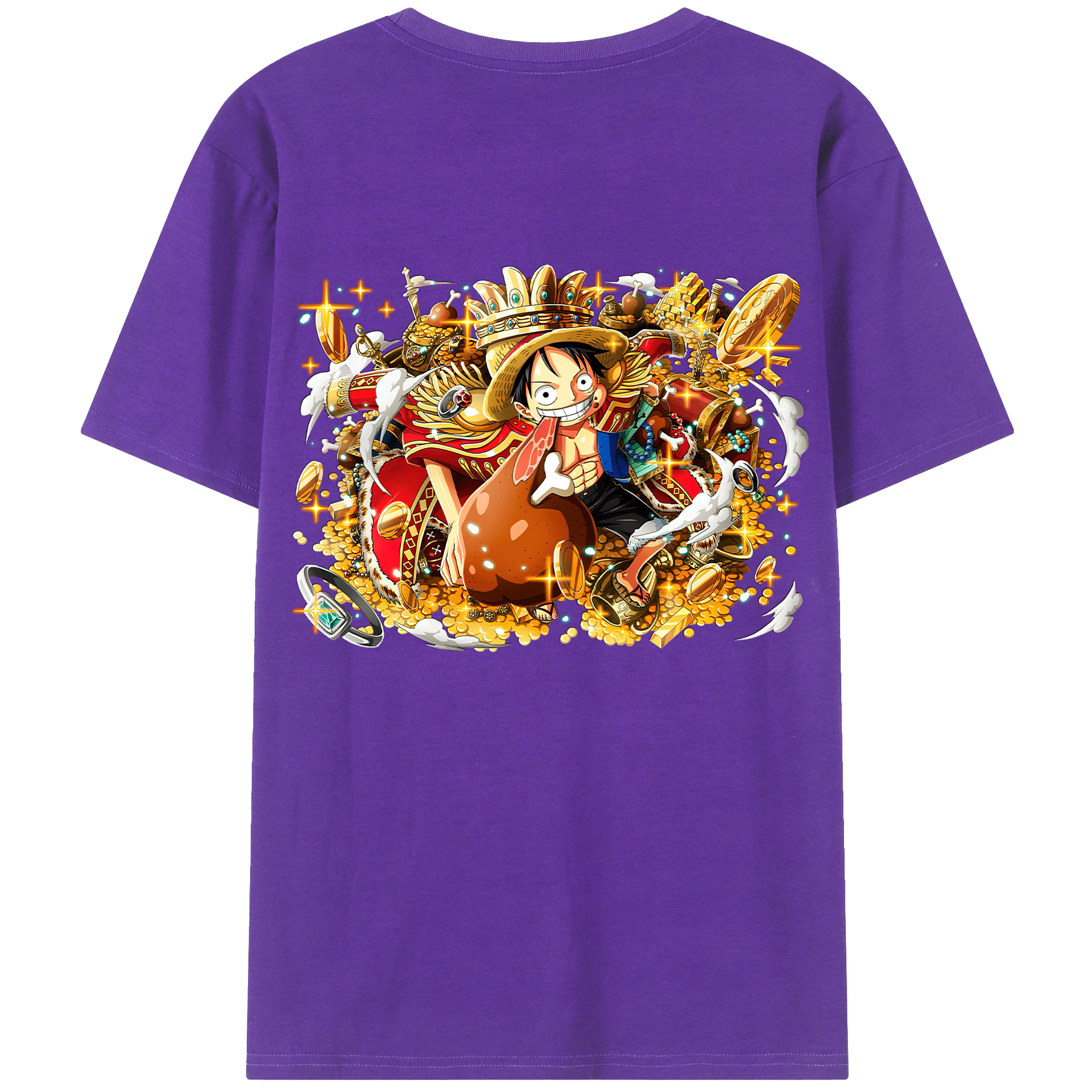 ワンピース モンキー・D・ルフィ ONE PIECE Monkey D. Luffy 綿100％ メンズ半袖Tシャツ（バックプリント） 通気性