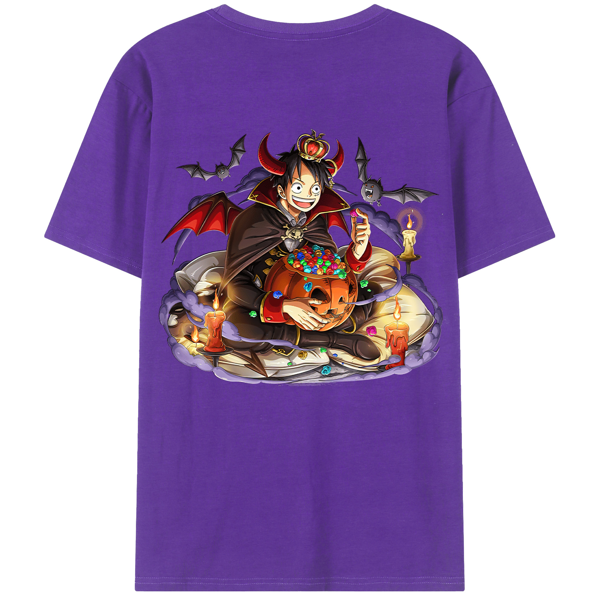 ワンピース モンキー・D・ルフィ ONE PIECE Monkey D. Luffy 綿100％ メンズ半袖Tシャツ（バックプリント） 通気性