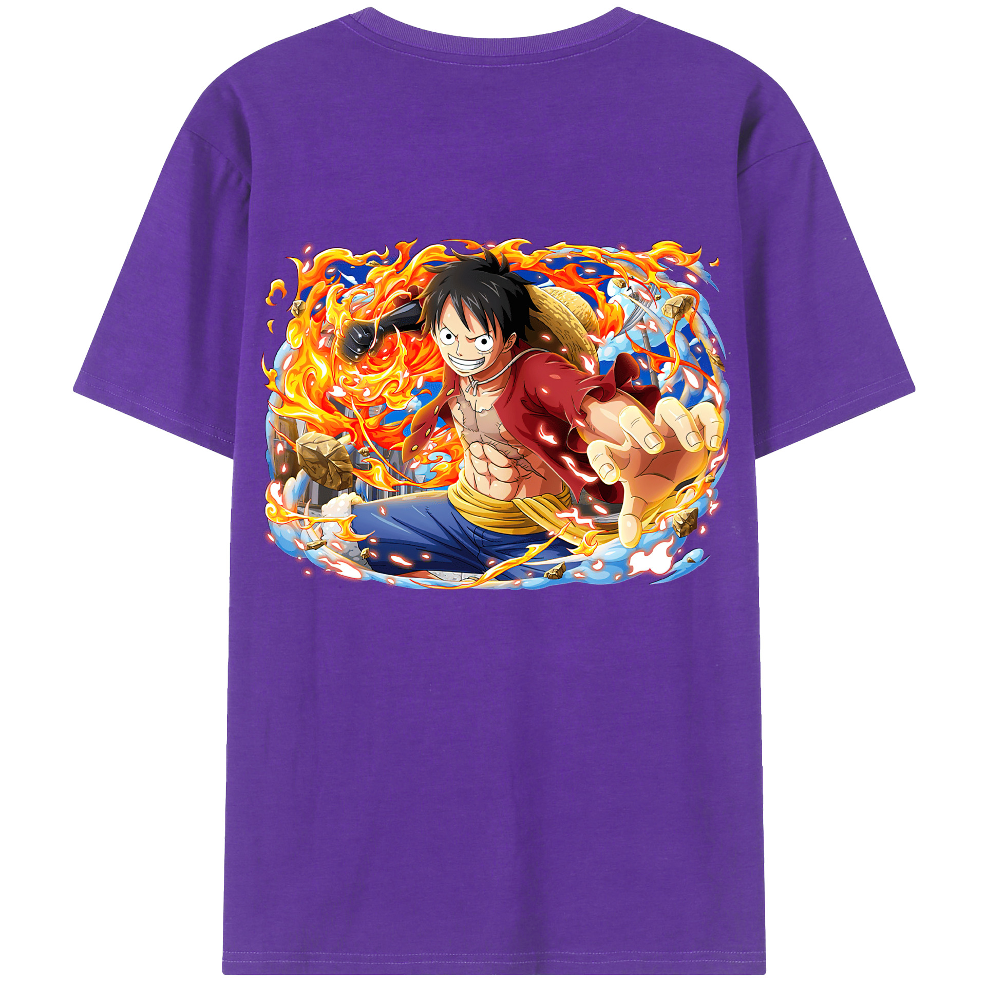 ワンピース モンキー・D・ルフィ ONE PIECE Monkey D. Luffy 綿100％ メンズ半袖Tシャツ（バックプリント） 通気性