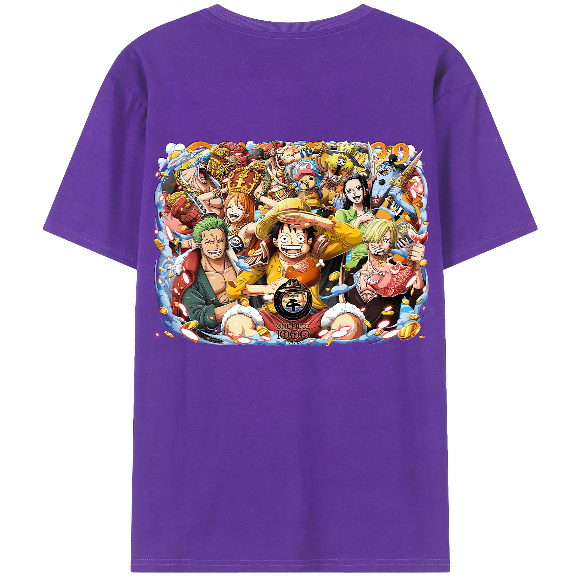 ワンピース モンキー・D・ルフィ ONE PIECE Monkey D. Luffy 綿100％ メンズ半袖Tシャツ（バックプリント） 通気性