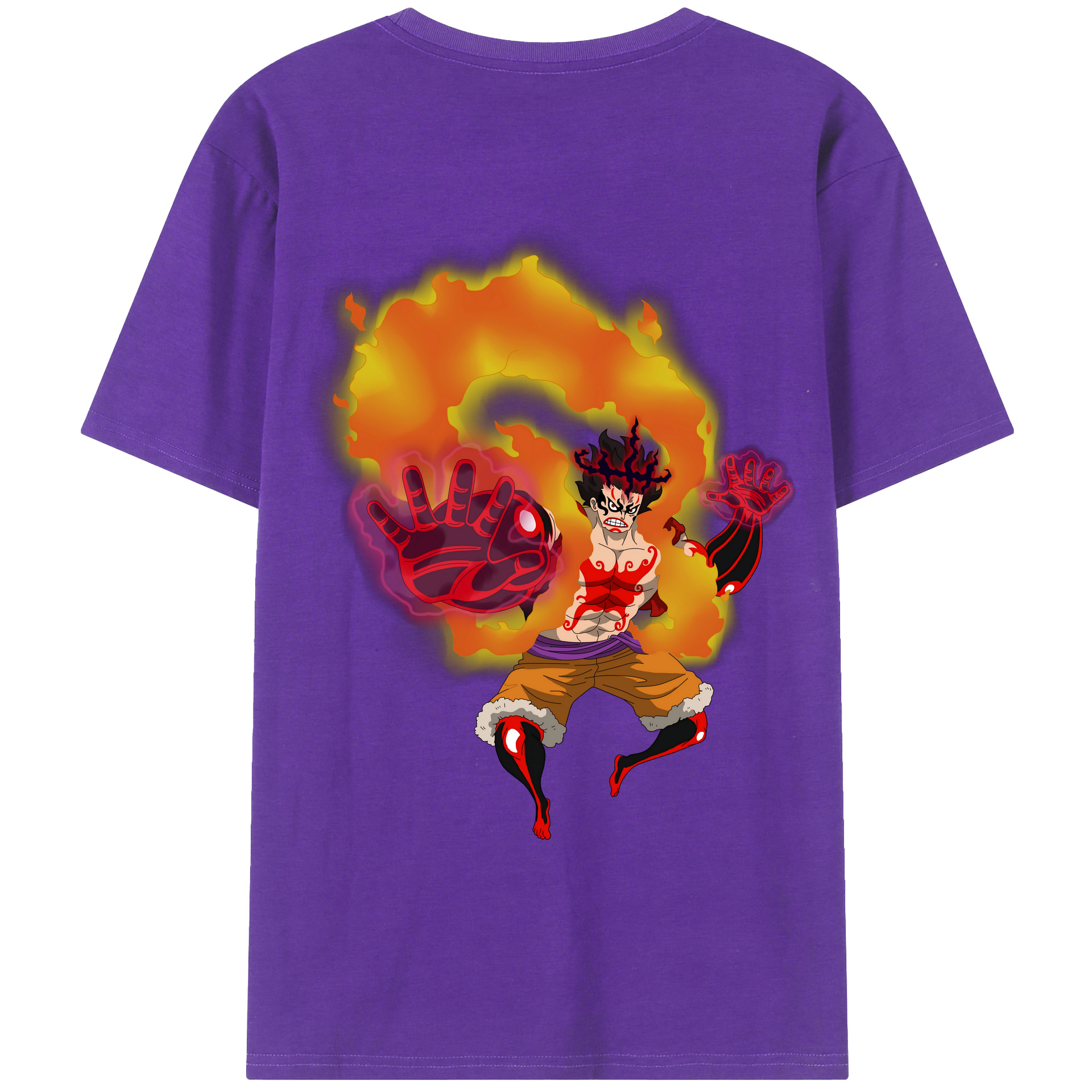ワンピース モンキー・D・ルフィ ONE PIECE Monkey D. Luffy 綿100％ メンズ半袖Tシャツ（バックプリント） 通気性